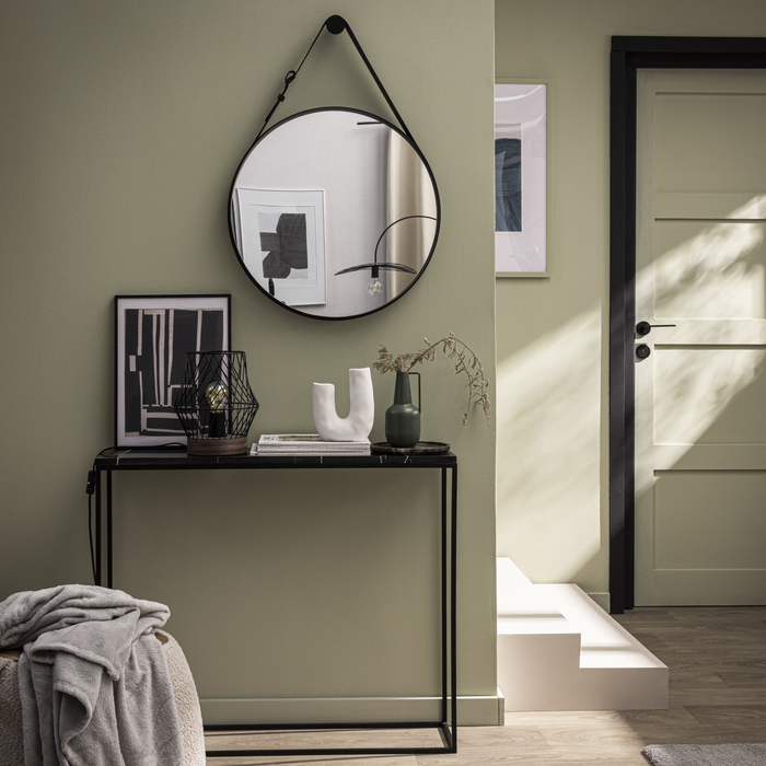 Lustro okrągłe Barbier czarne na pasku