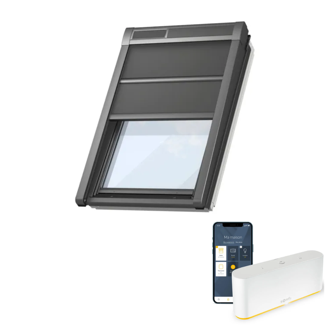 Volet fenêtre de toit souple à énergie solaire VELUX SSS MK04 + Box Tahoma SOMFY