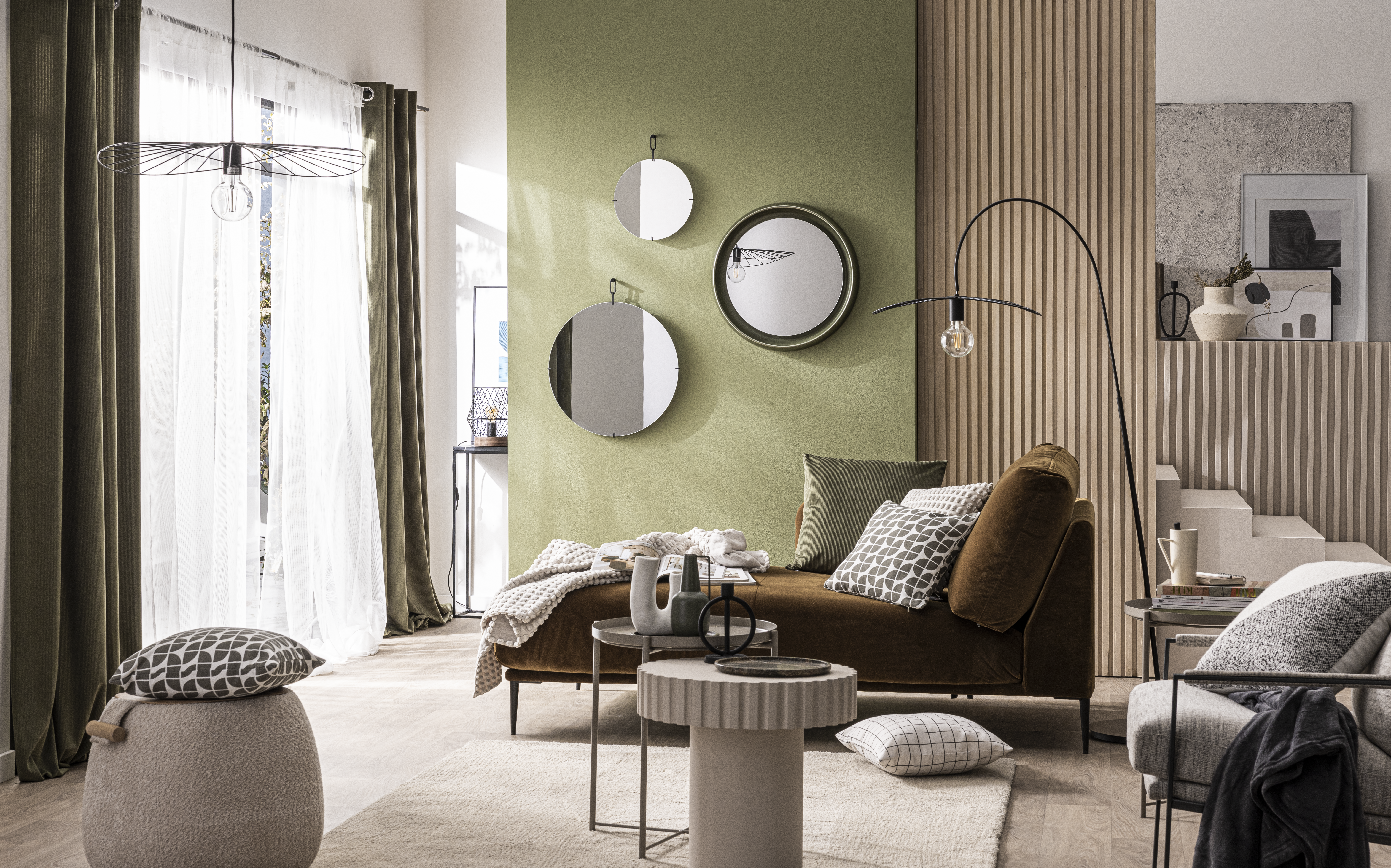 Lustro okrągłe Curl Forest w zielonej ramie śr. 55 cm Inspire - 9