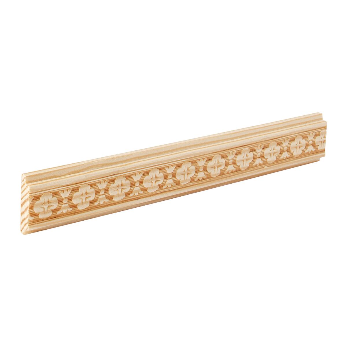 Asta rettangolare in pino scolpito decoro festone floreale 1000 x 29 x 6 mm - 3