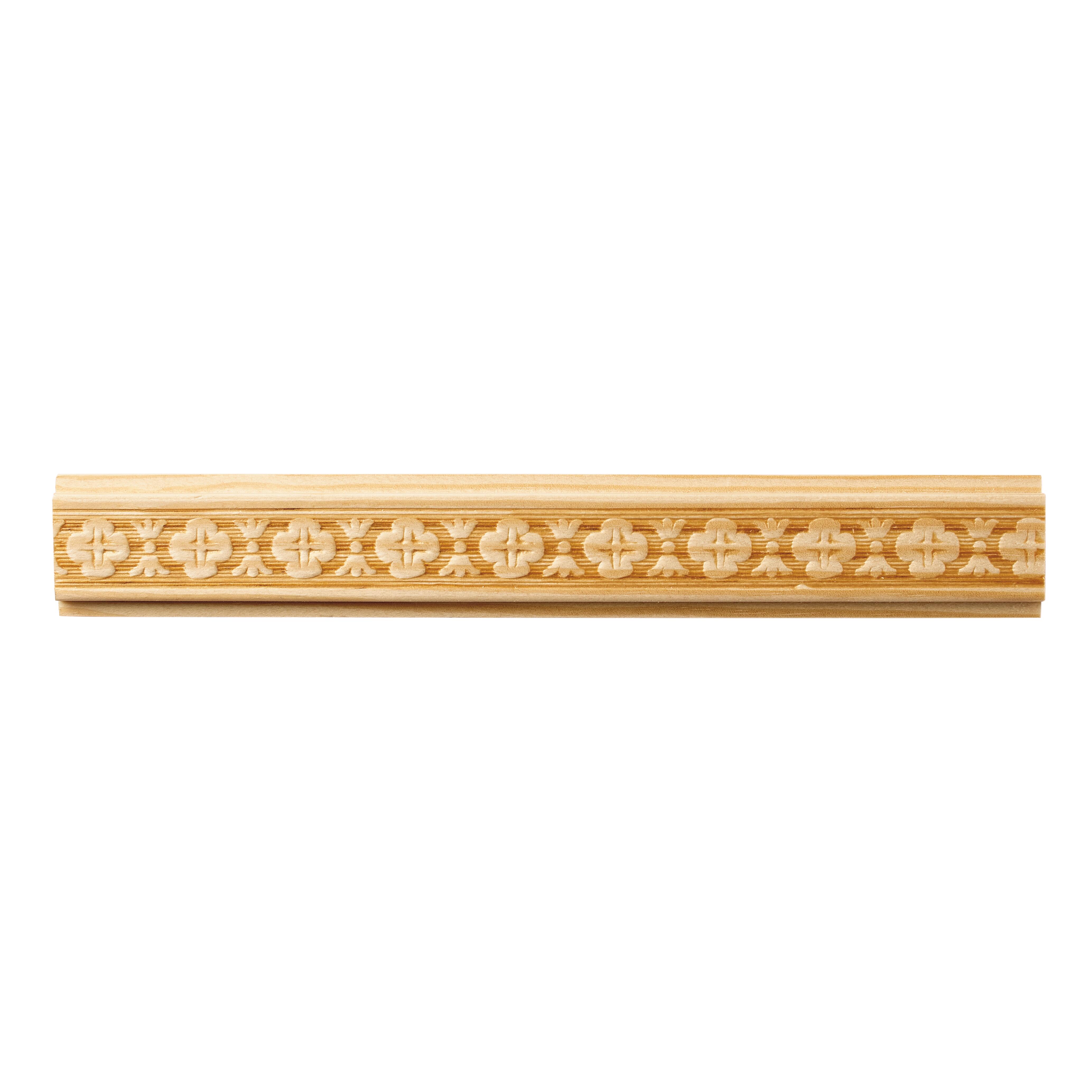 Asta rettangolare in pino scolpito decoro festone floreale 1000 x 29 x 6 mm - 2