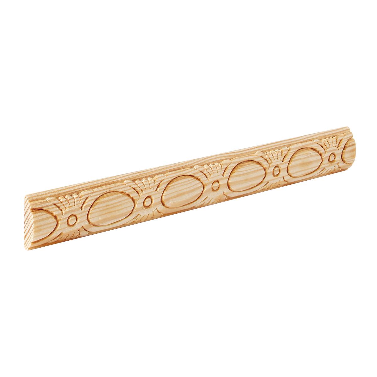 Asta rettangolare in pino scolpito decoro festone floreale 1000 x 25 x 8 mm - 3