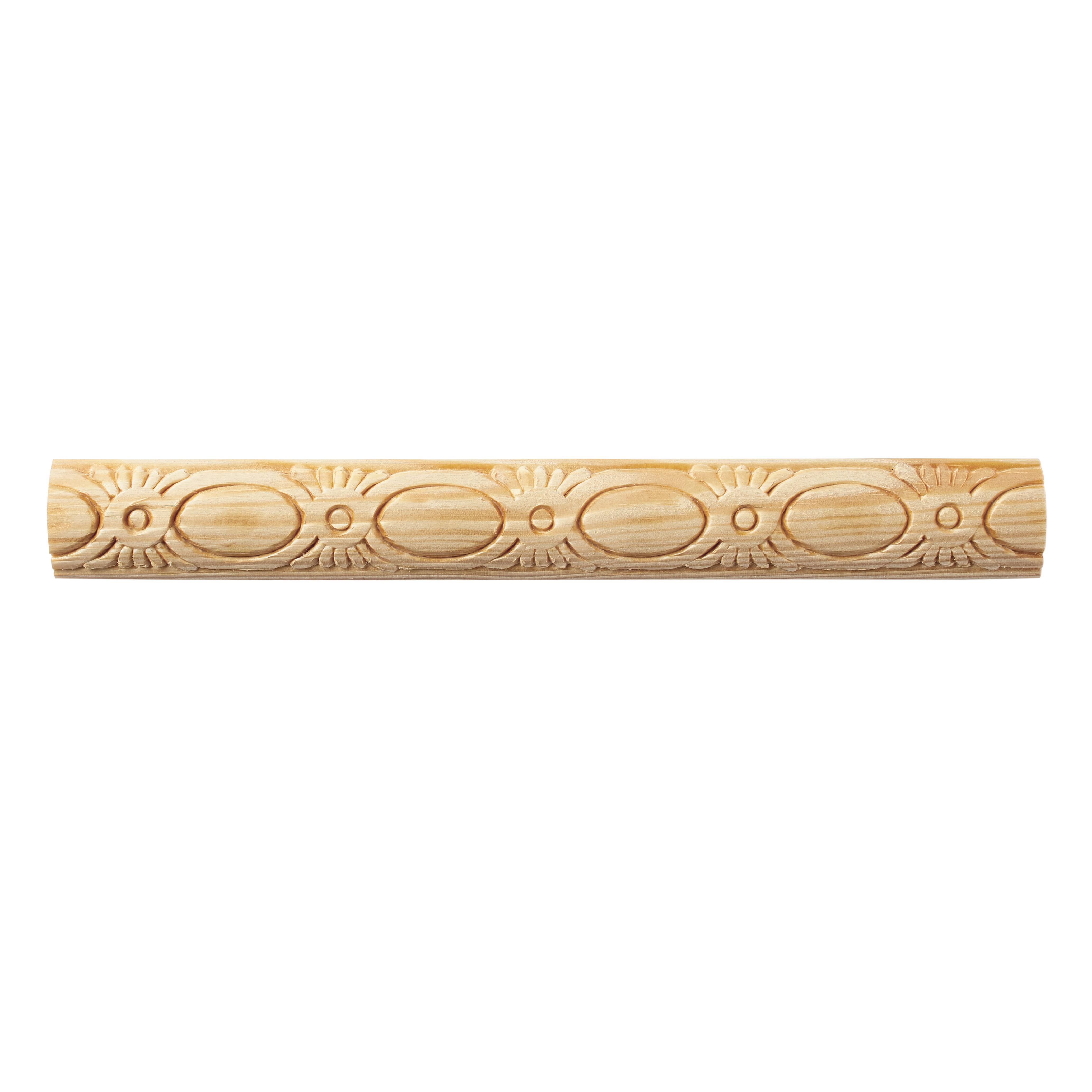 Asta rettangolare in pino scolpito decoro festone floreale 1000 x 25 x 8 mm - 2