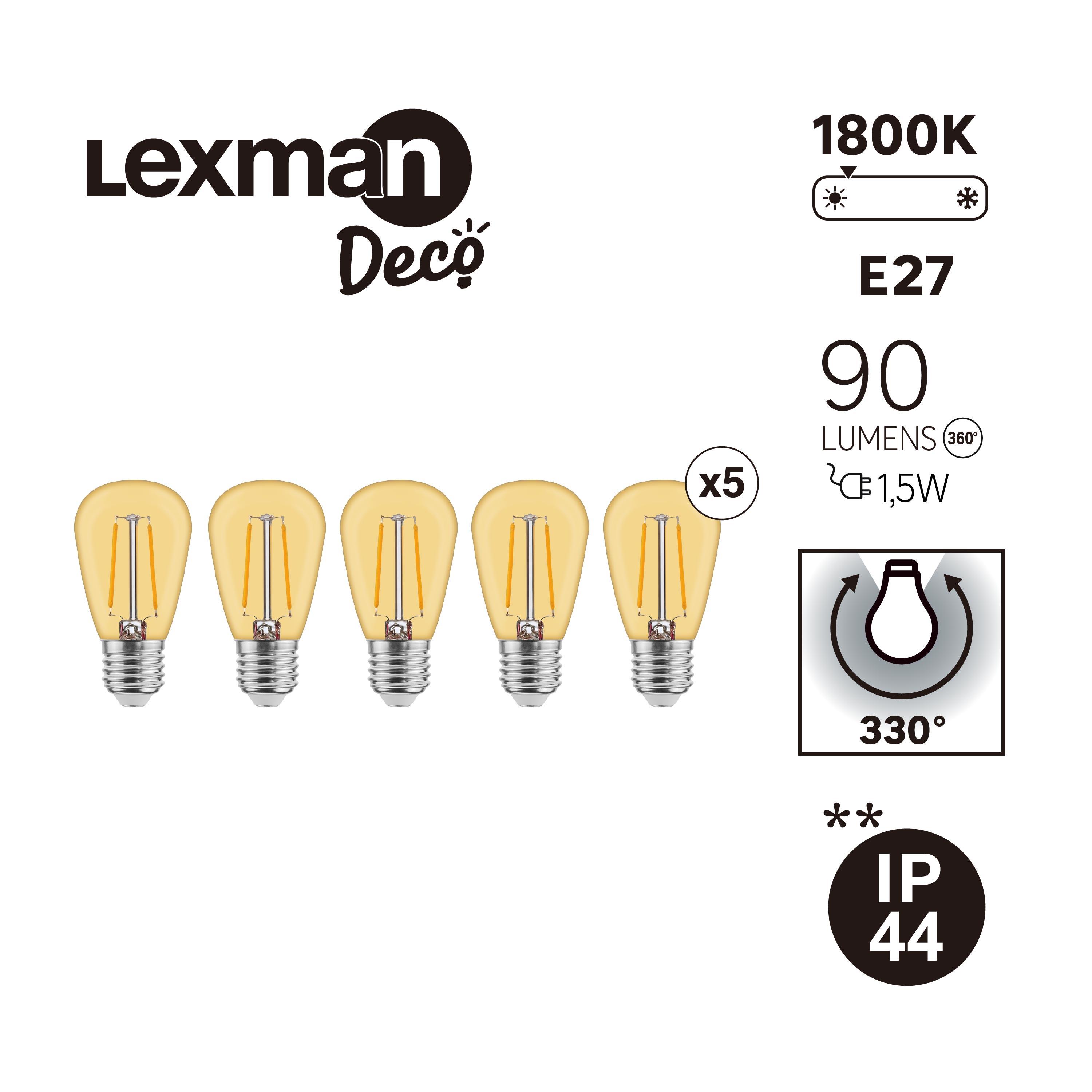 Żarówka dekoracyjna LED 5 szt. E27 1,5 W 90 lm IP44 Lexman - 5