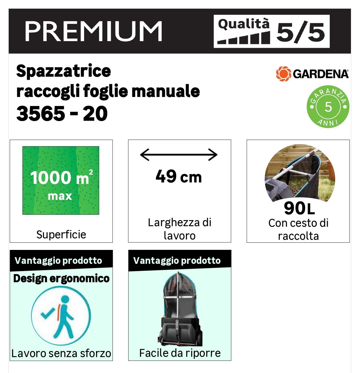 SCOPA PER FOGLIE DA GIARDINO RASTRELLO RACCOGLIFOGLIE IN ACCIAIO - Foto 2