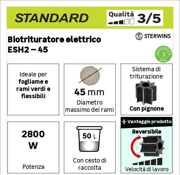 Biotrituratore elettrico STERWINS ESH2-45 50 l 2800 W - 20