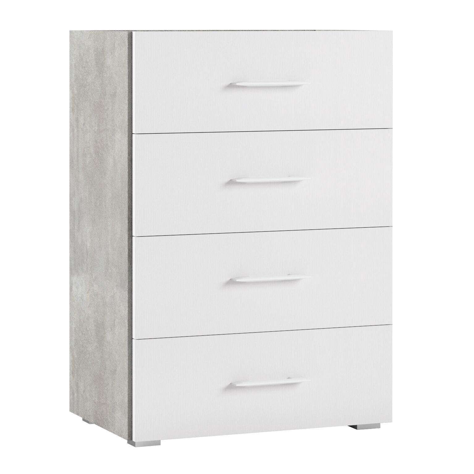 Cassettiera a colonna 4 cassetti, L 60 x P 87 x H 41 cm bianco - 6