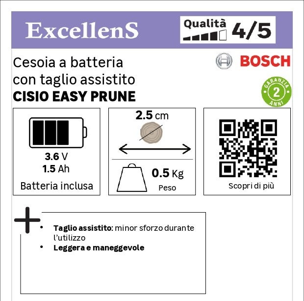 Cesoie potatura a batteria da giardino BOSCH EasyPrune 3.6V, 1 batteria inclusa - 14