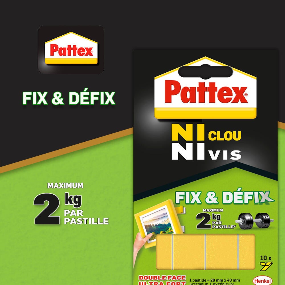 Lot de 10 pastilles double face PATTEX ni clou ni vis fix & défix - 4