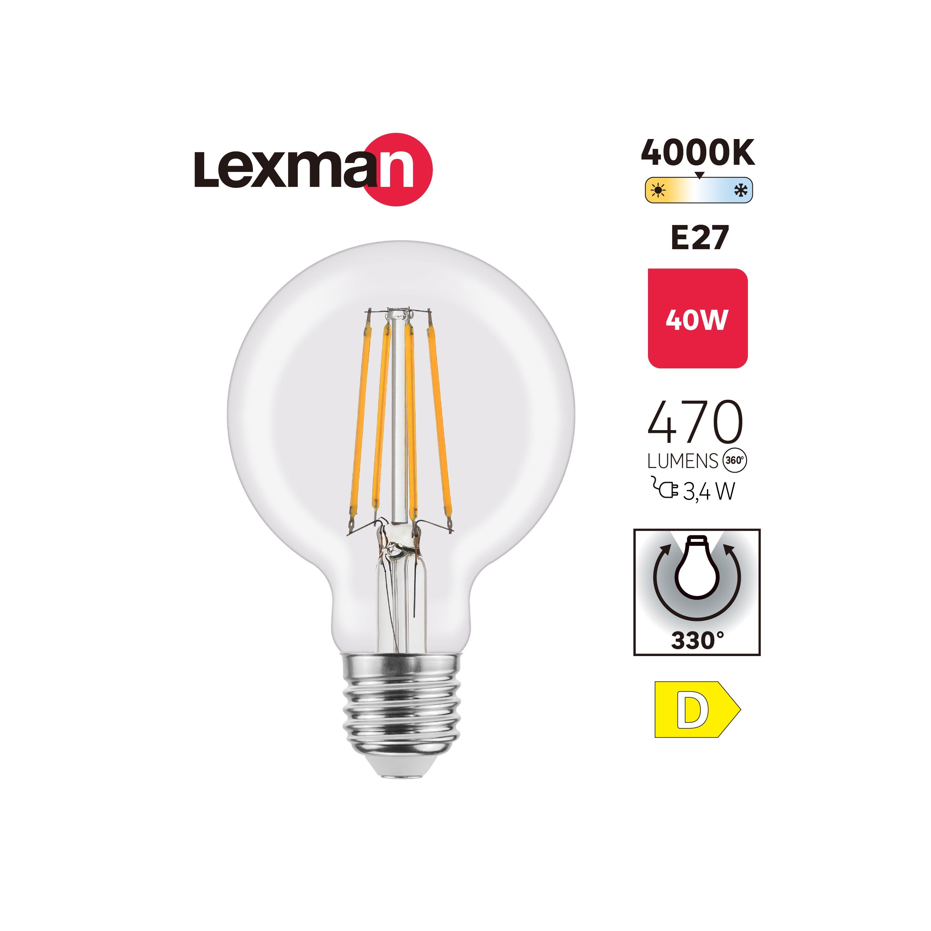 Lâmpada LED filamento G80 E27 470 lm 4000 k Lexman - 4
