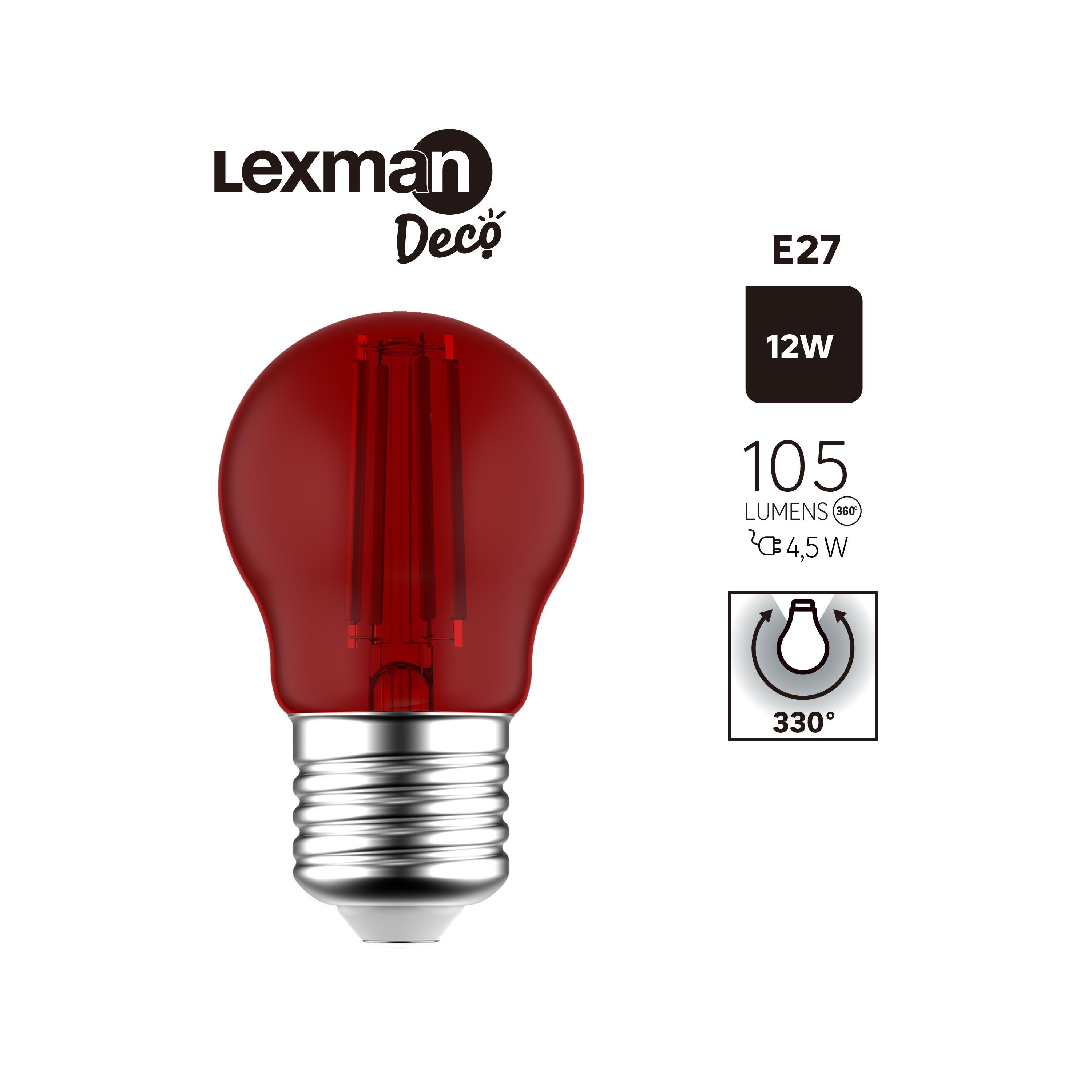 Lâmpada LED filamentos G45 E27 RED Lexman - 3