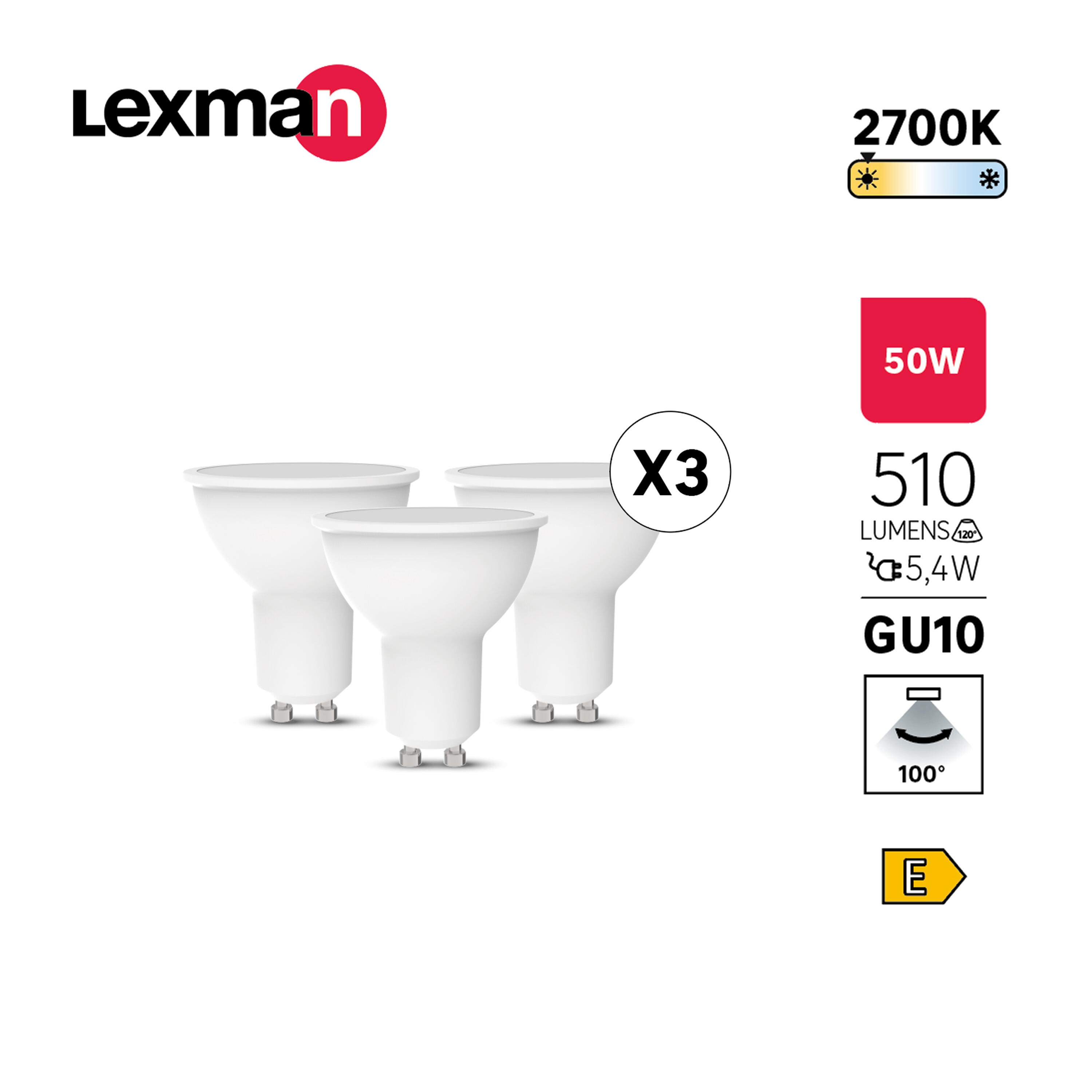 Pack 3 Lâmpada LED FROST GU10 510 lm 2700 k - 4