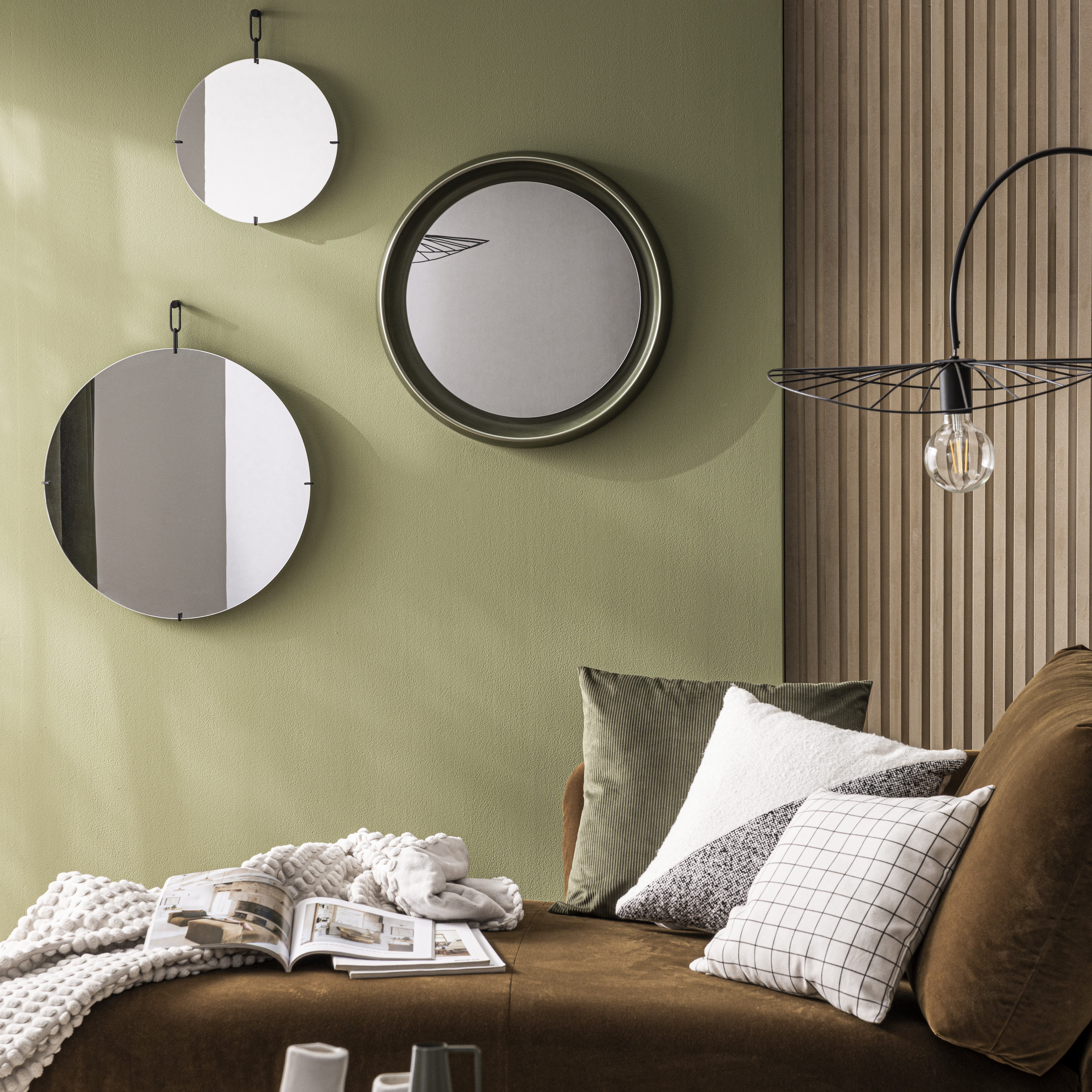 Lustro okrągłe Curl Forest w zielonej ramie śr. 55 cm Inspire - 8