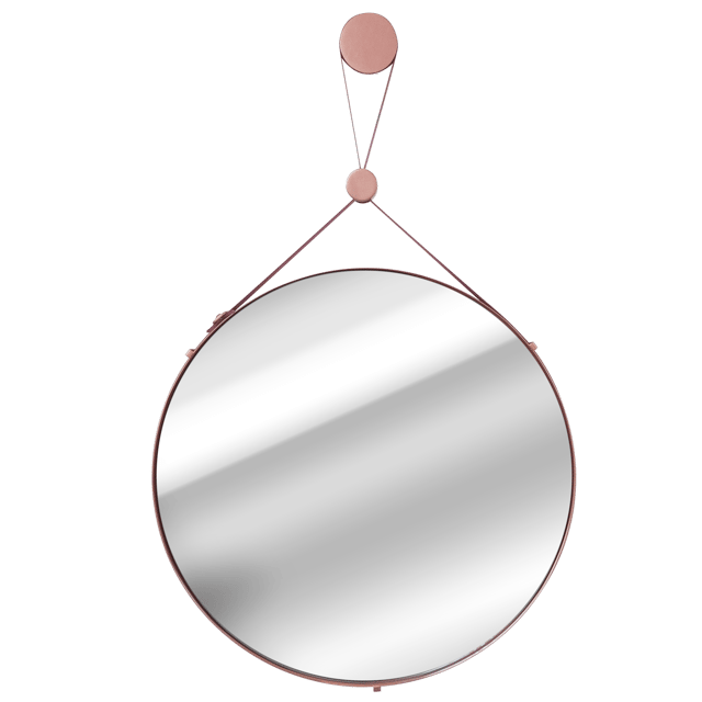 Lustro okrągłe Chana Copper na pasku śr. 55 cm z uchwytem Inspire