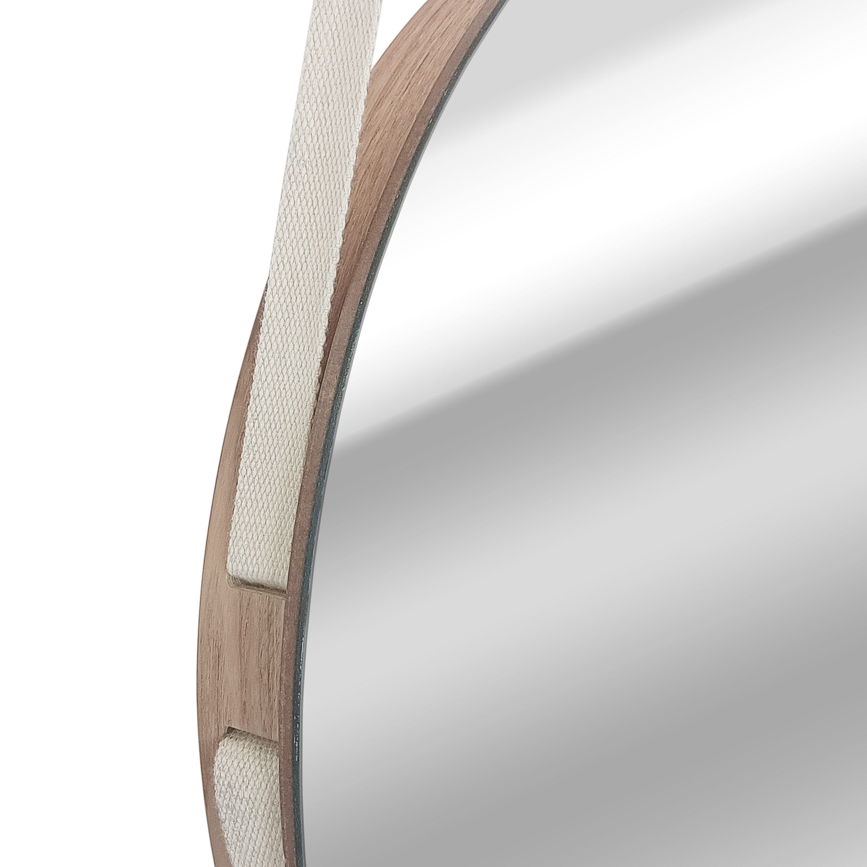 Espejo enmarcado de pared redondo Nordik Barbier madera roble mate INSPIRE de 55 cm de diámetro - 7