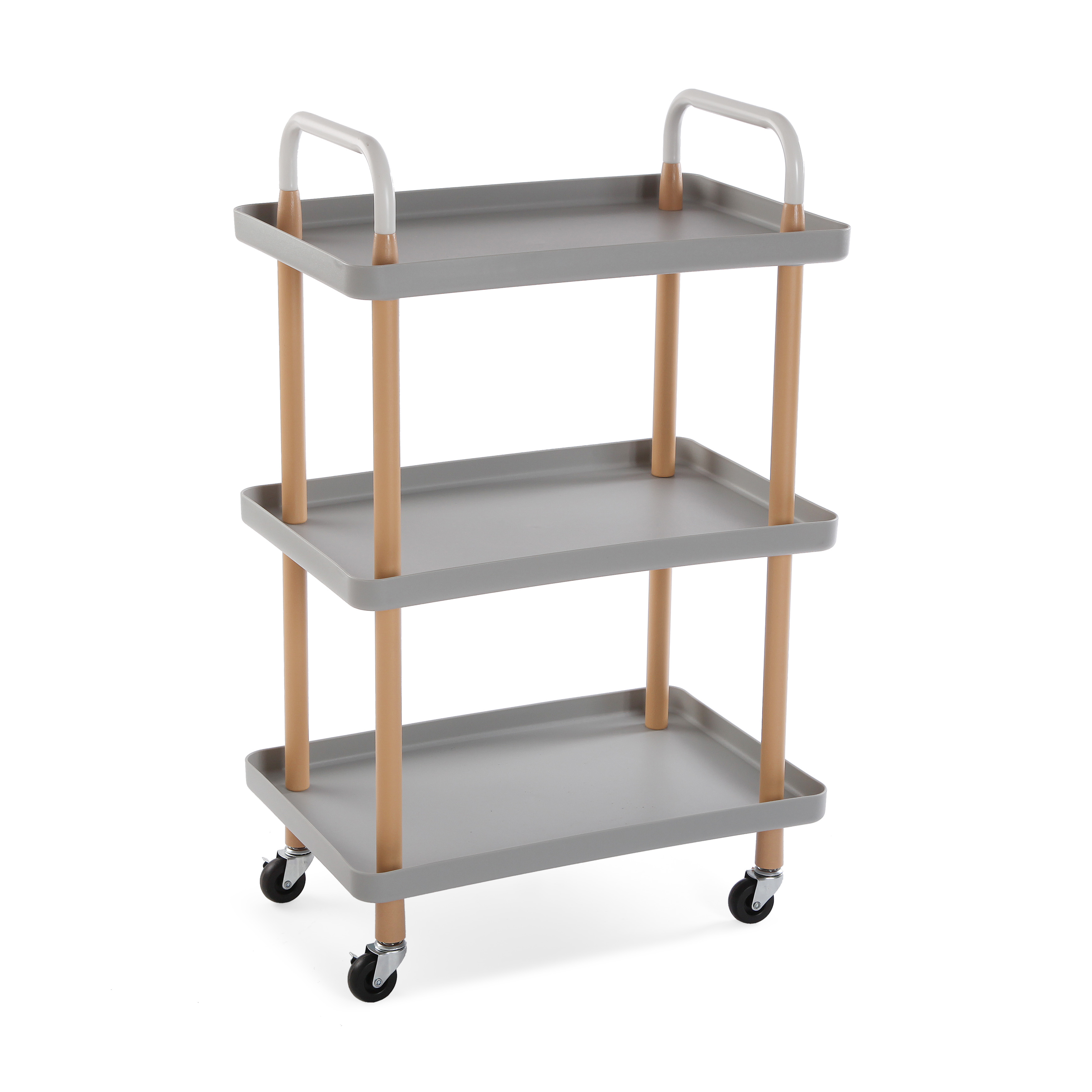 Carro de cocina gris / plata con 3 baldas versa