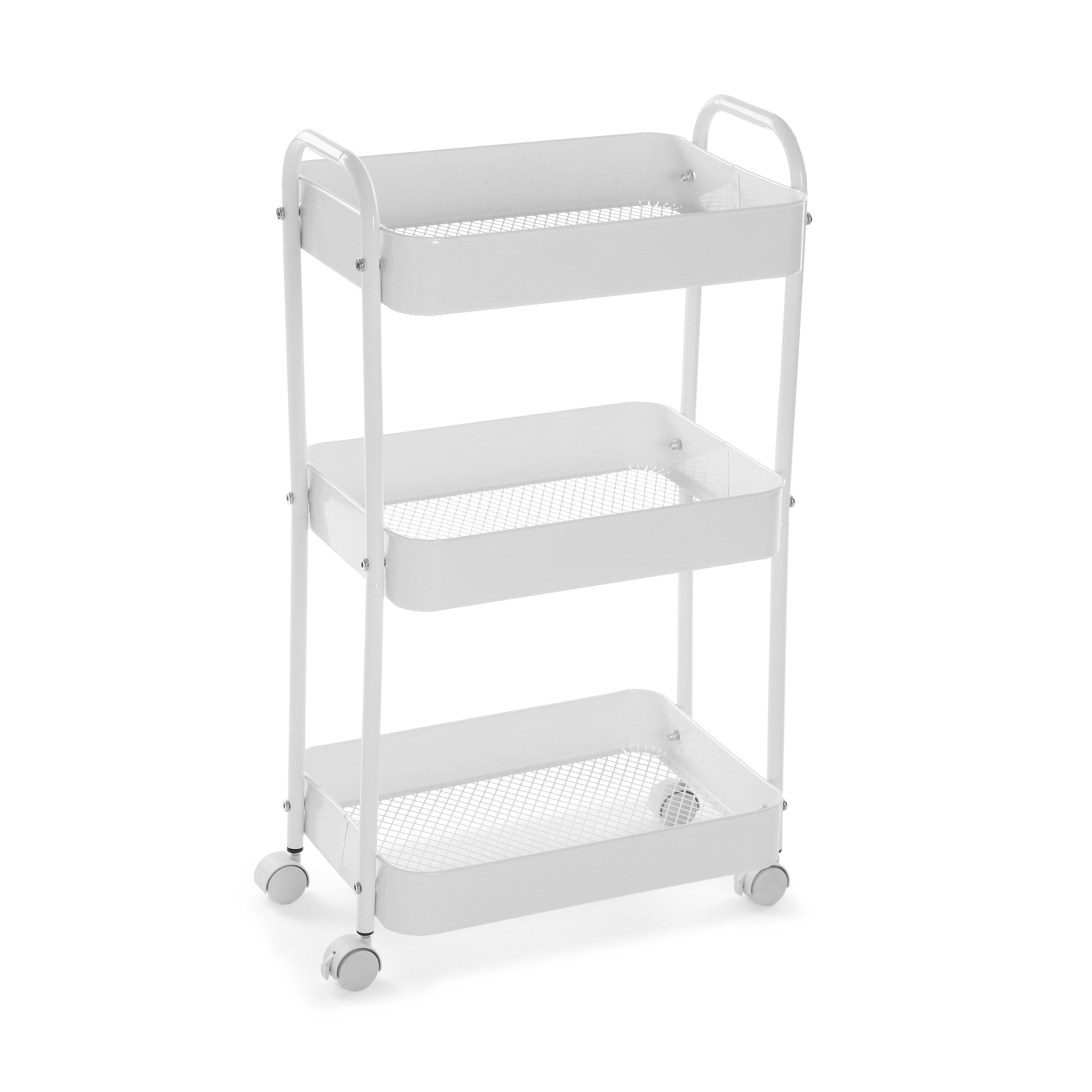 Carro de cocina blanco con 3 baldas versa