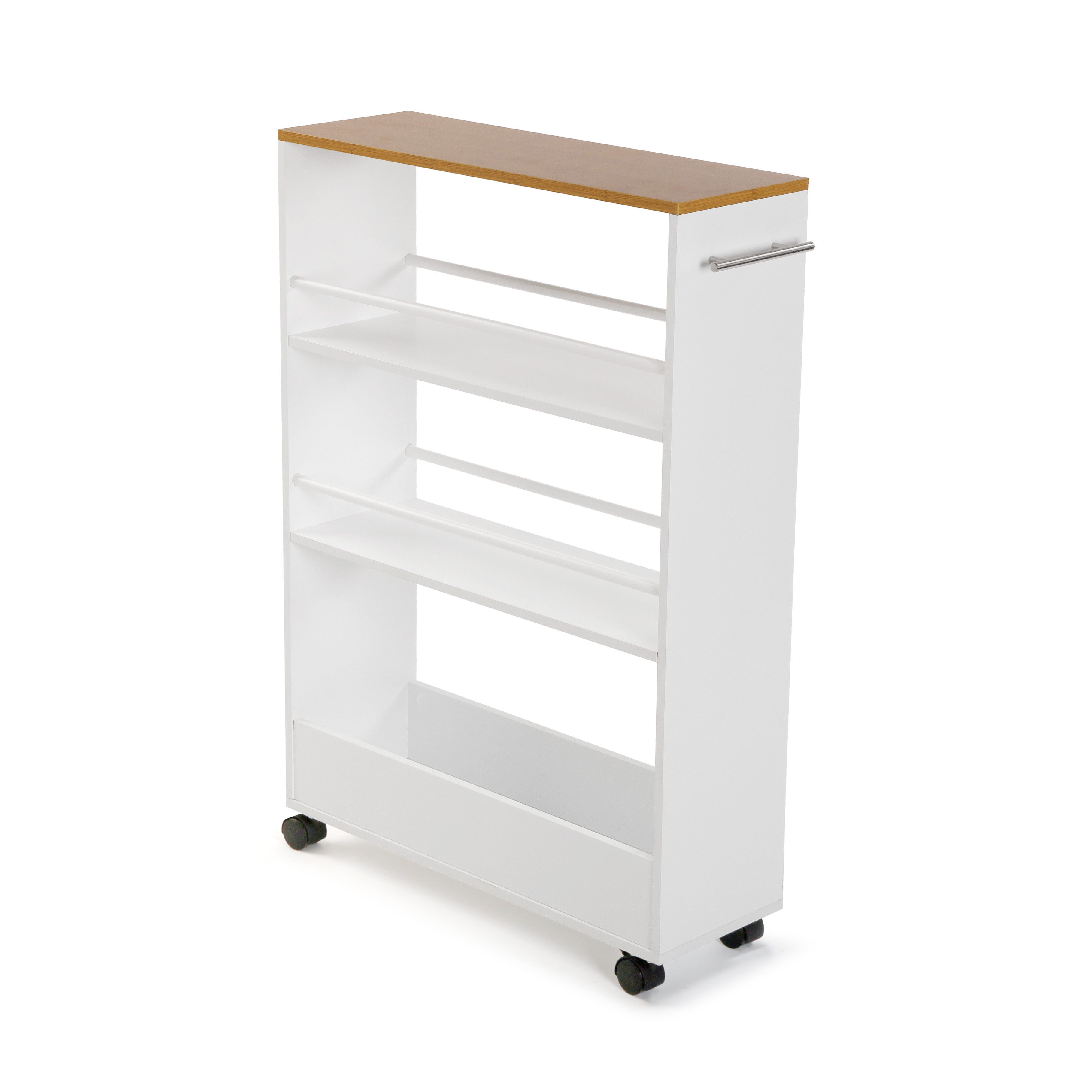 Carro de cocina blanco con ruedas en madera versa