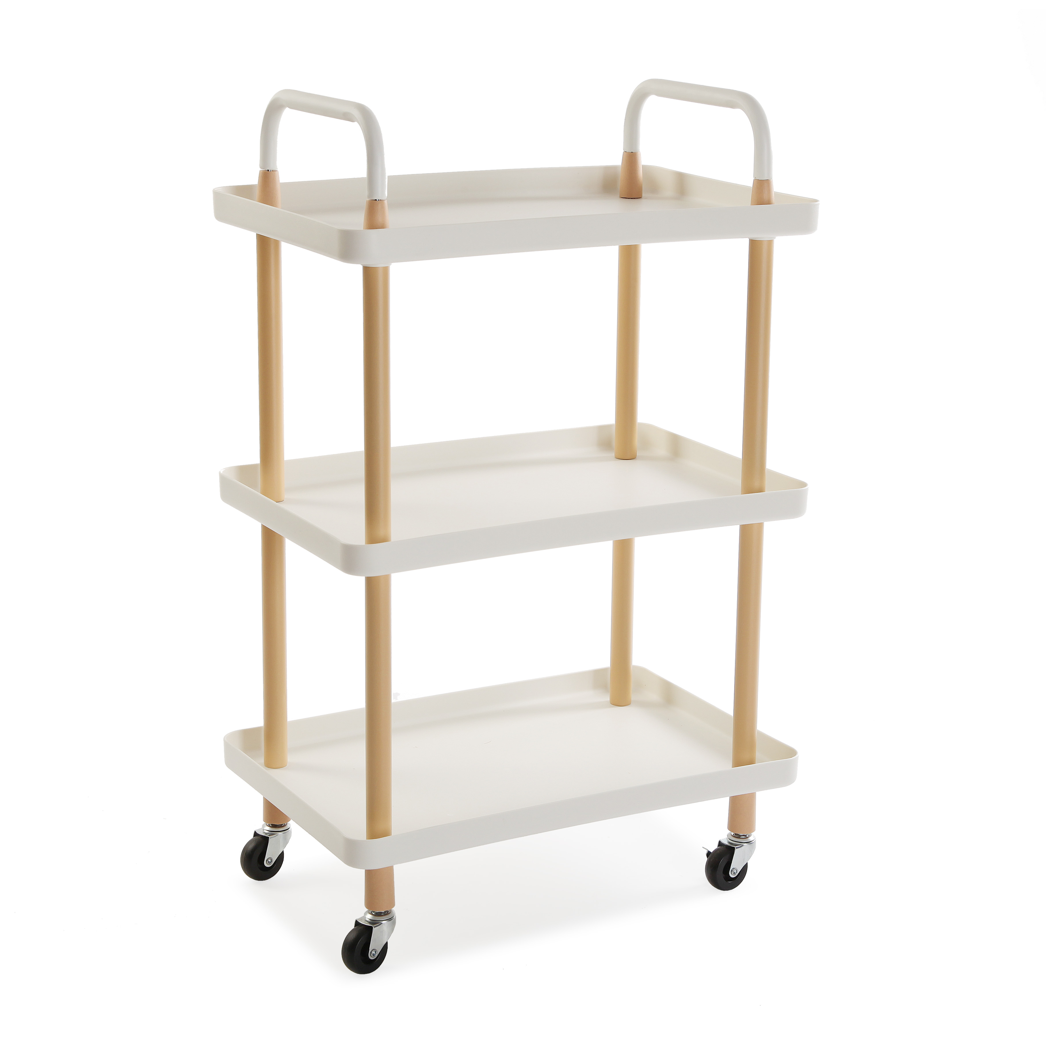 Carro de cocina blanco con 3 baldas versa