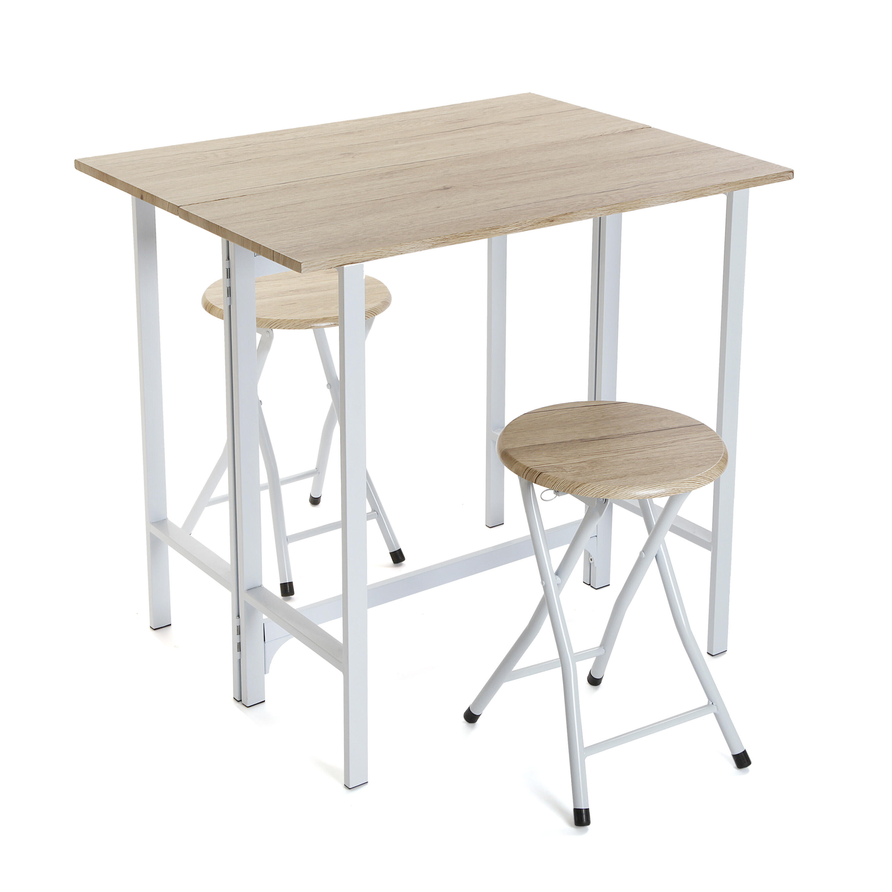 Conjunto de mesa de 75,5x60x80 cm y 2 taburetes versa en madera mdf beige/blanco