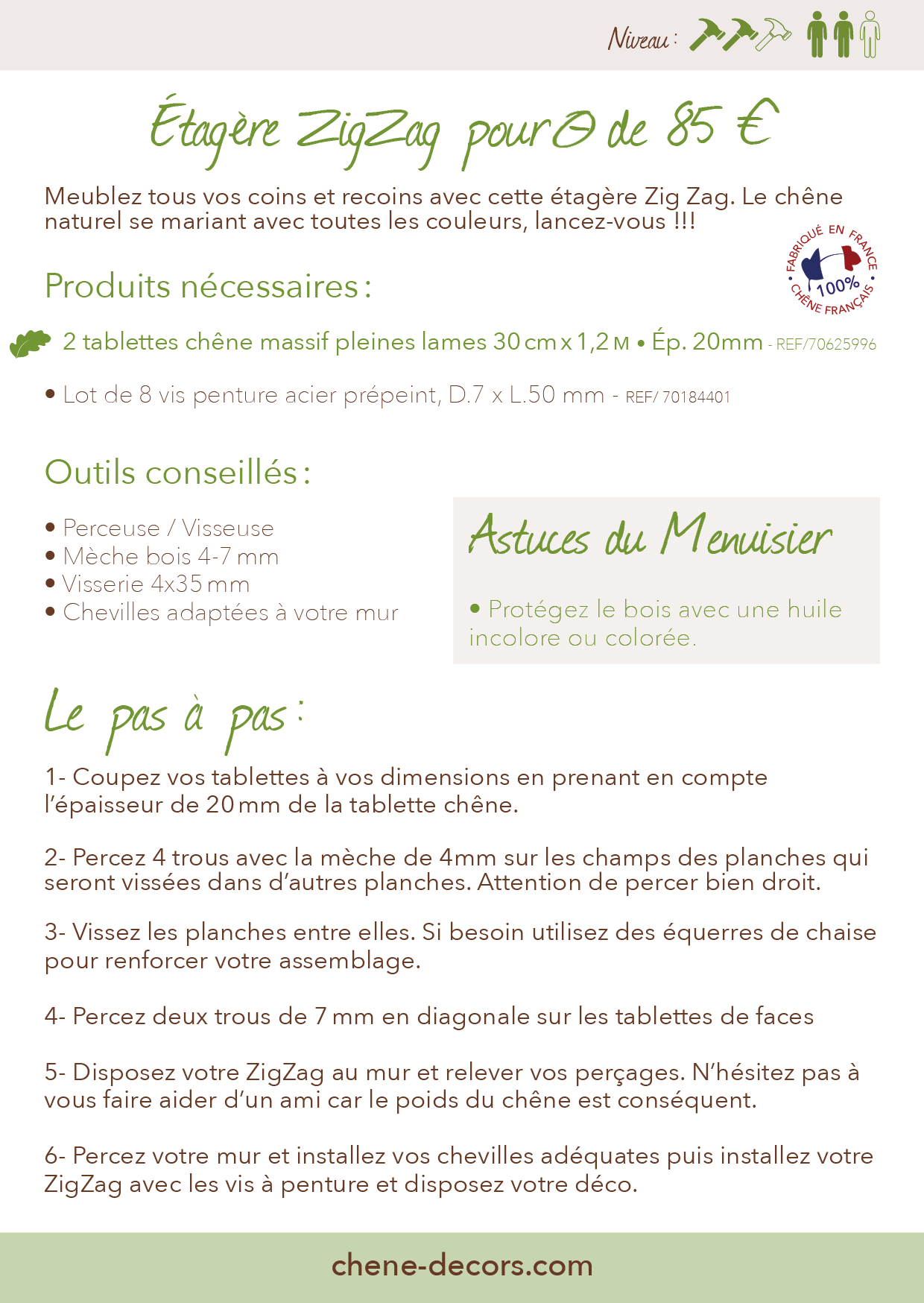 Tablette chêne chêne noueux brut, L.120 x l.30 cm x Ep.20 mm - 13