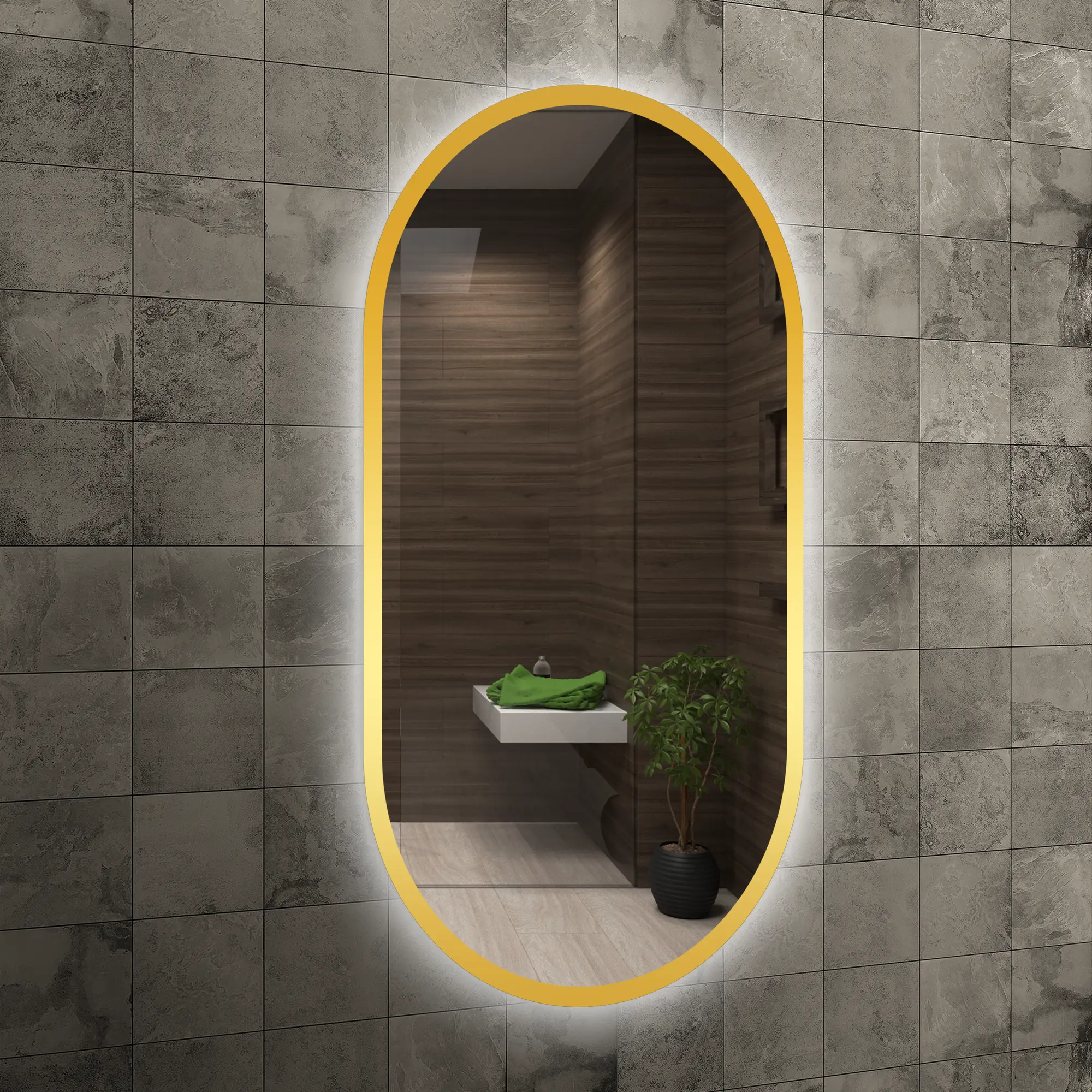 Lustro z wbudowanym oświetleniem Oslo Gold Ambiente 50 x 90 Venti - 4