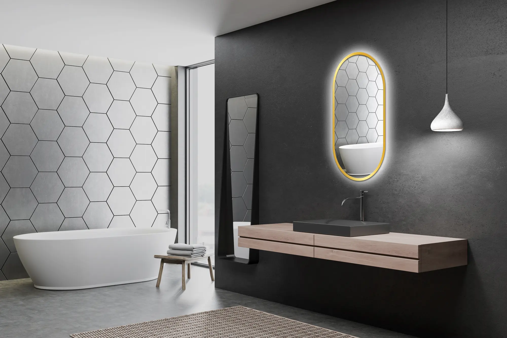 Lustro z wbudowanym oświetleniem Oslo Gold Ambiente 50 x 90 Venti - 3