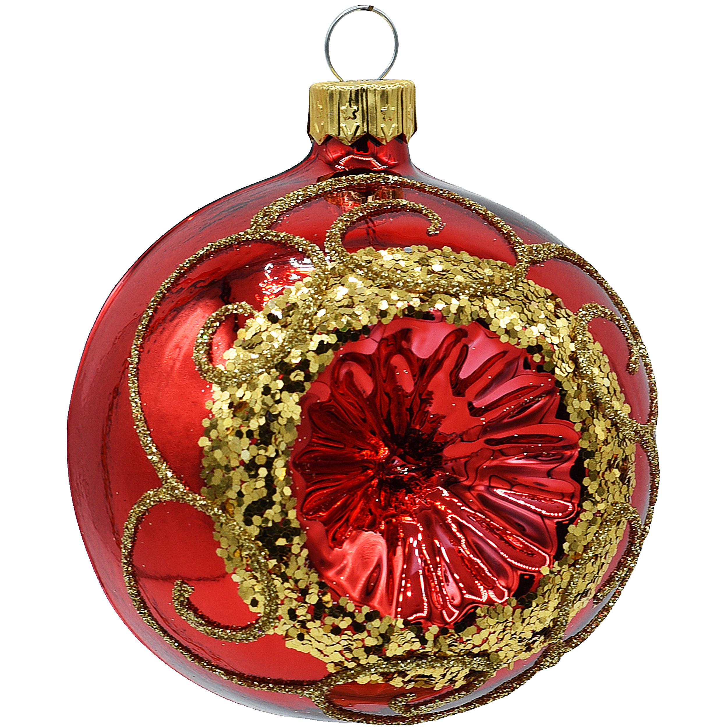 Bombki szklane 8cm 6szt. czerwone reflektorki Vitbis - 3