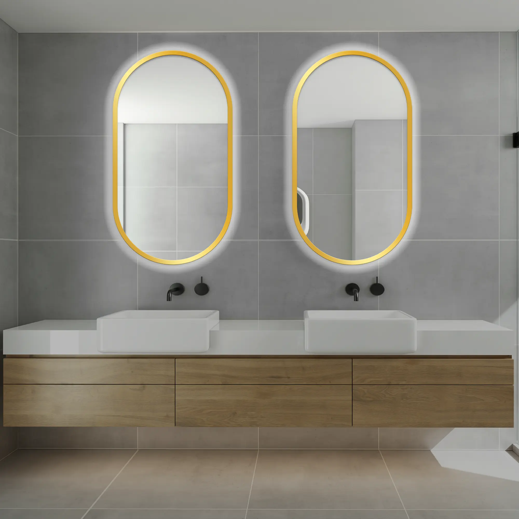 Lustro z wbudowanym oświetleniem Oslo Gold Ambiente 50 x 90 Venti - 2