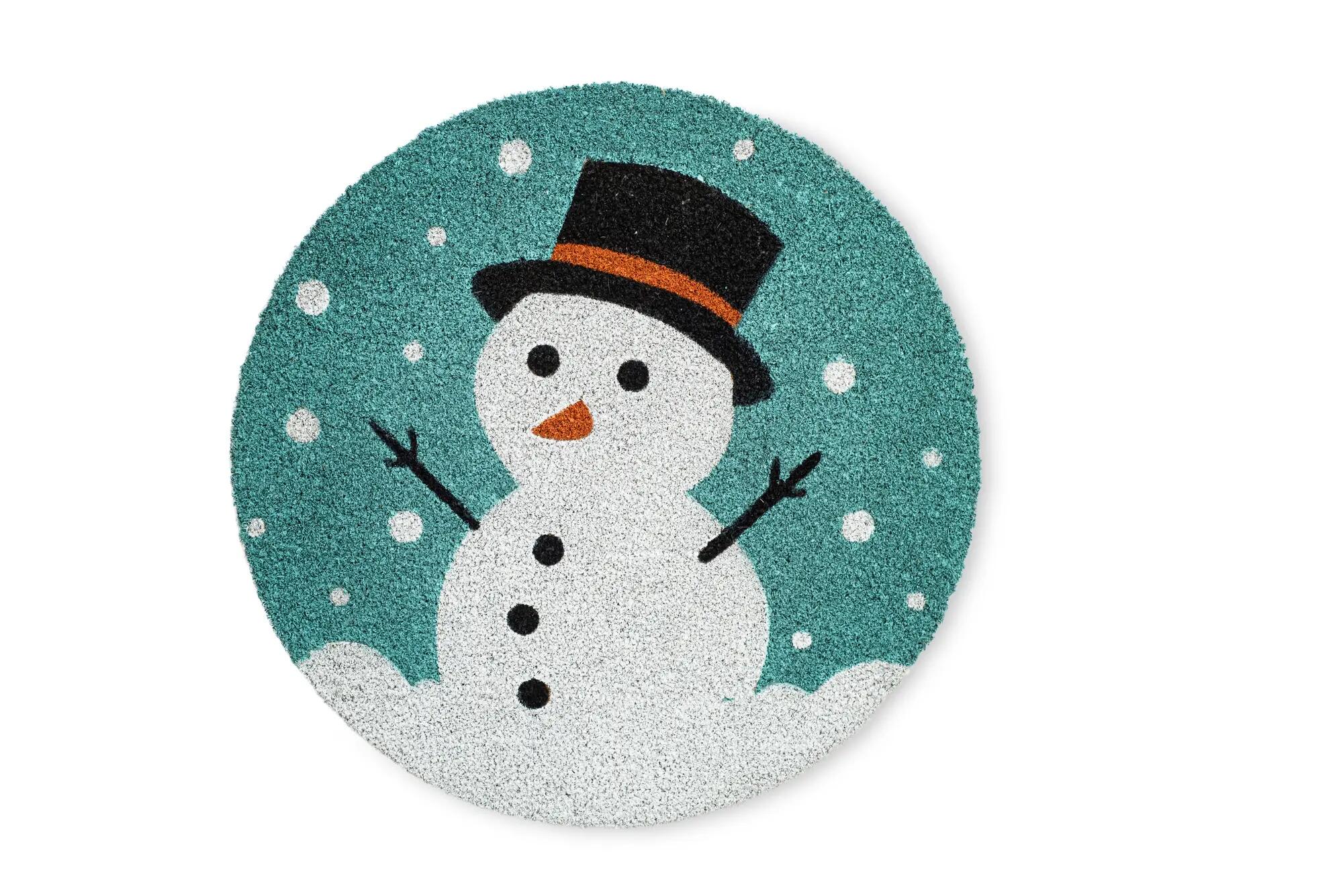 Felpudo coco bola navidad azul, blanco, negro 65 x65 cm
