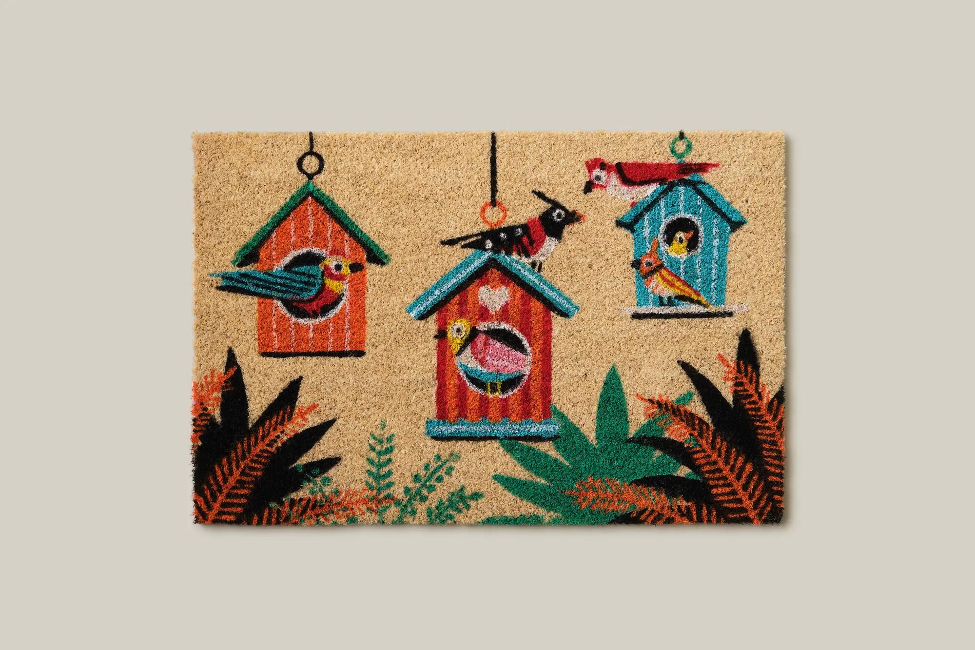 Felpudo coco birds beige, multicolor 60 x40 cm
