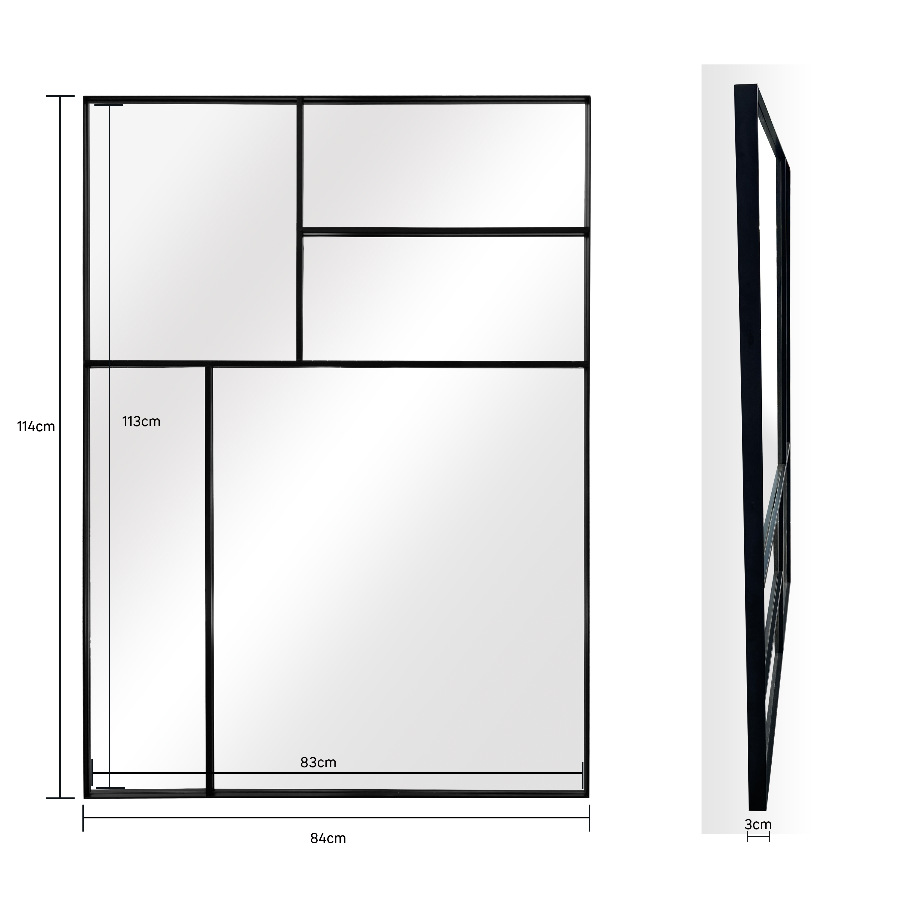 Miroir rectangulaire métal noir Drian INSPIRE, l.84 x H.114 cm - 8