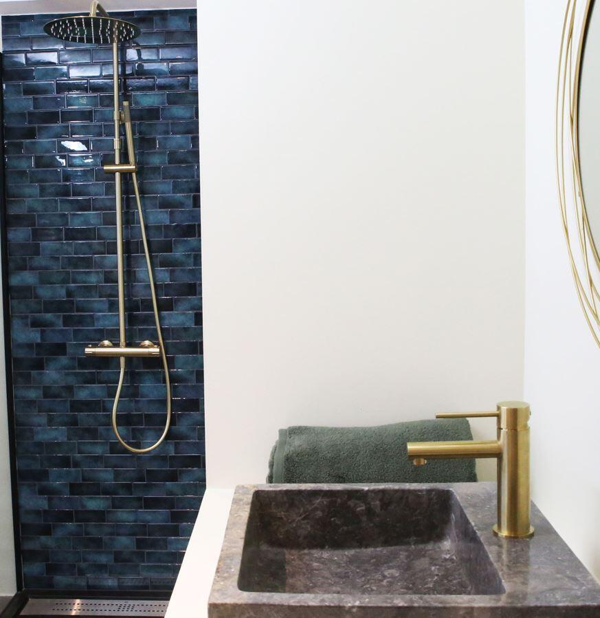 Colonne de douche thermostatique ESSEBAGNO Envol Or brossé - 5