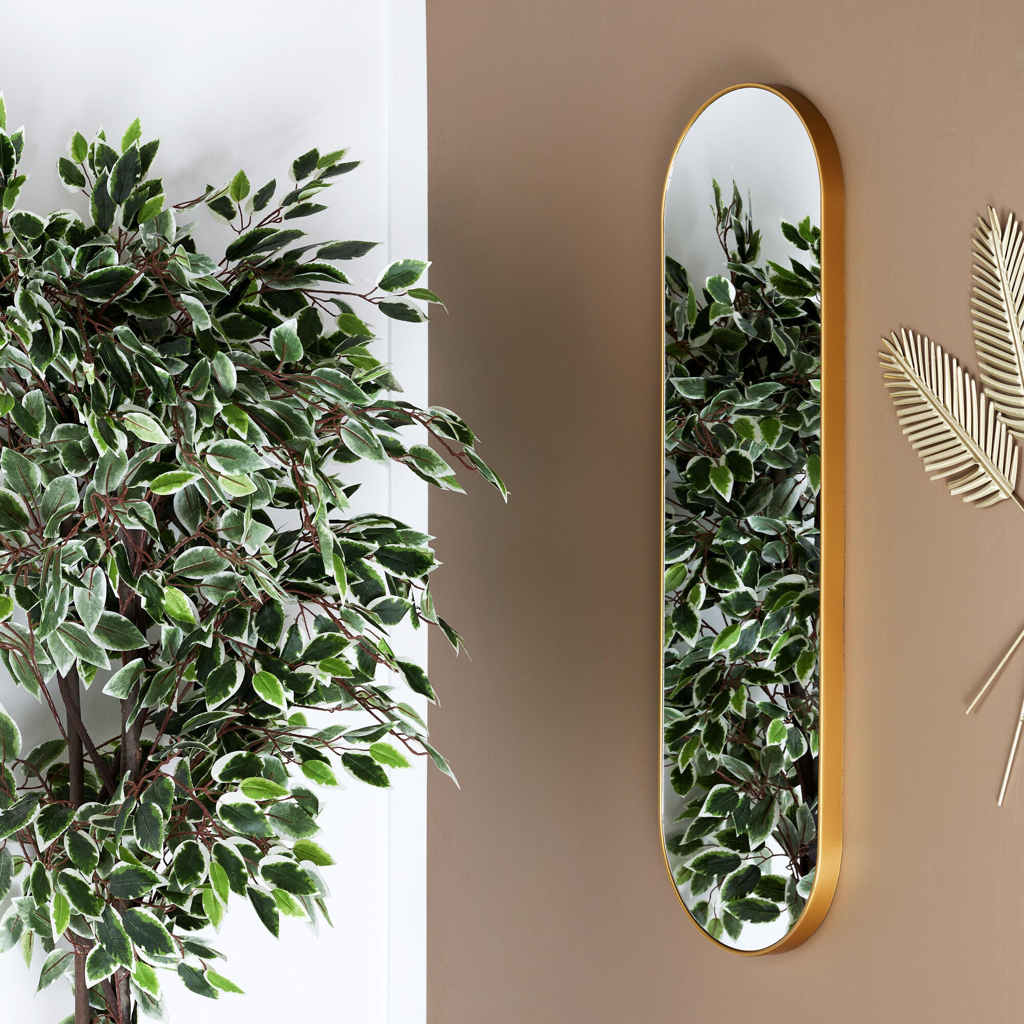 Espejo enmarcado de pared ovalado polipropileno dorado mate THE HOME DECO FACTORY de 30 x 100 cm - 3