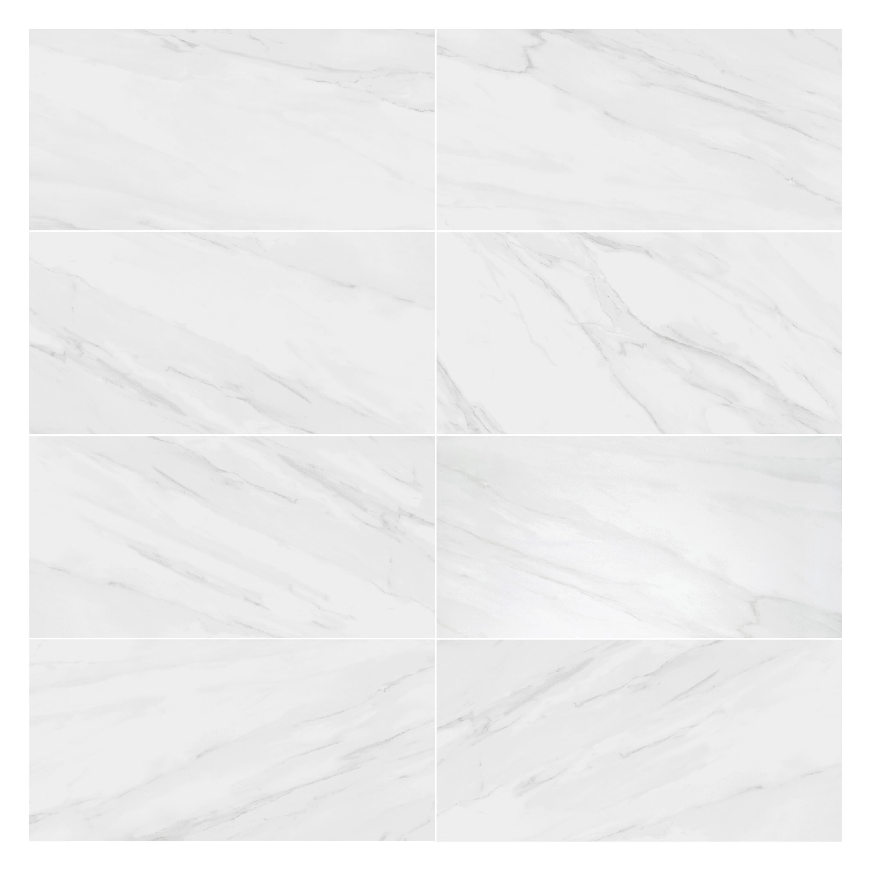 Piastrella da pavimento e rivestimento interno in gres porcellanato 60 x 120 cm rettificato smaltato bianco lucido Marmi R9 traffico intenso (pei 4/5) Sp. 10.5 mm 1.44 mq - 16