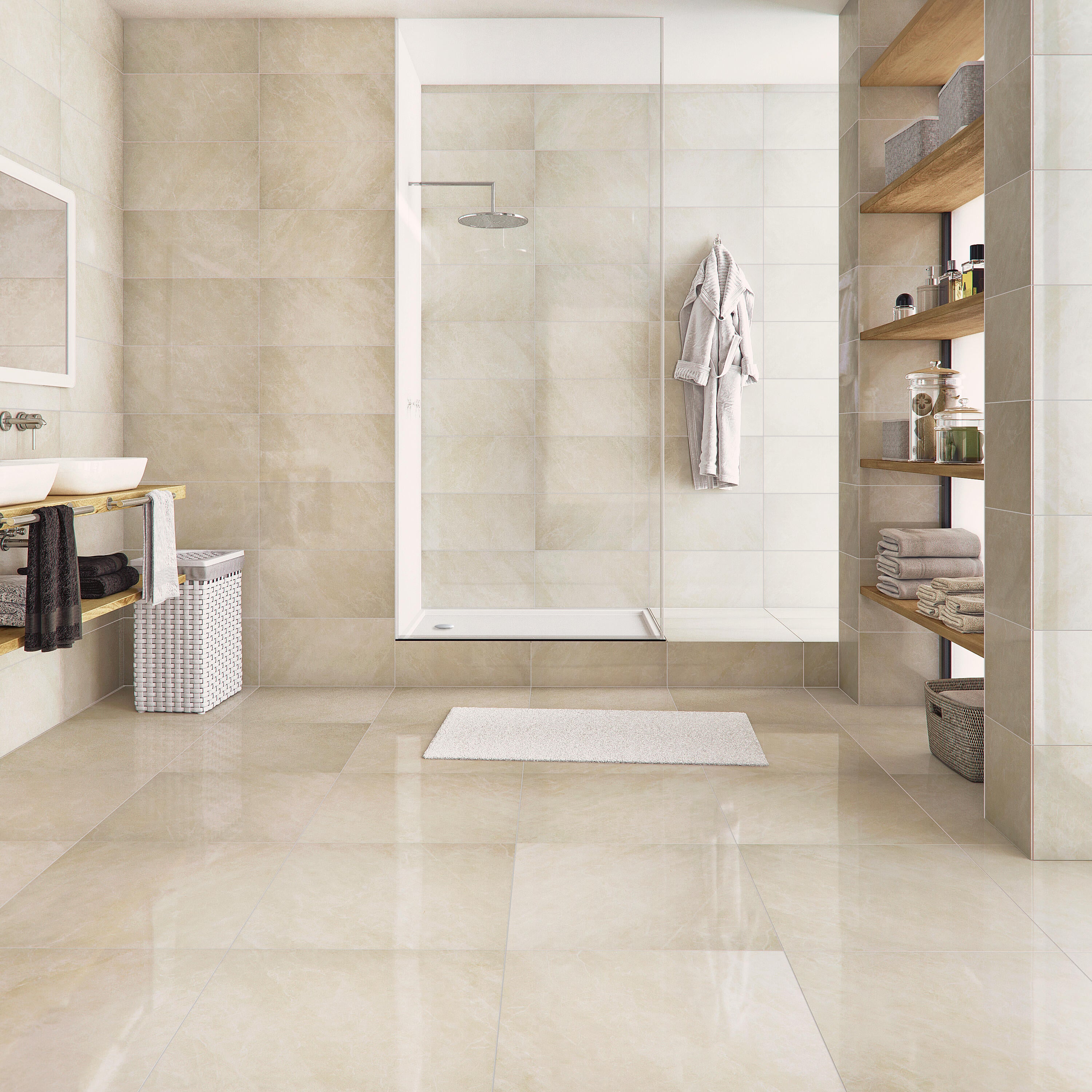 Suelo/azulejo porcelánico windsor efecto mármol beige 60x60 cm artens