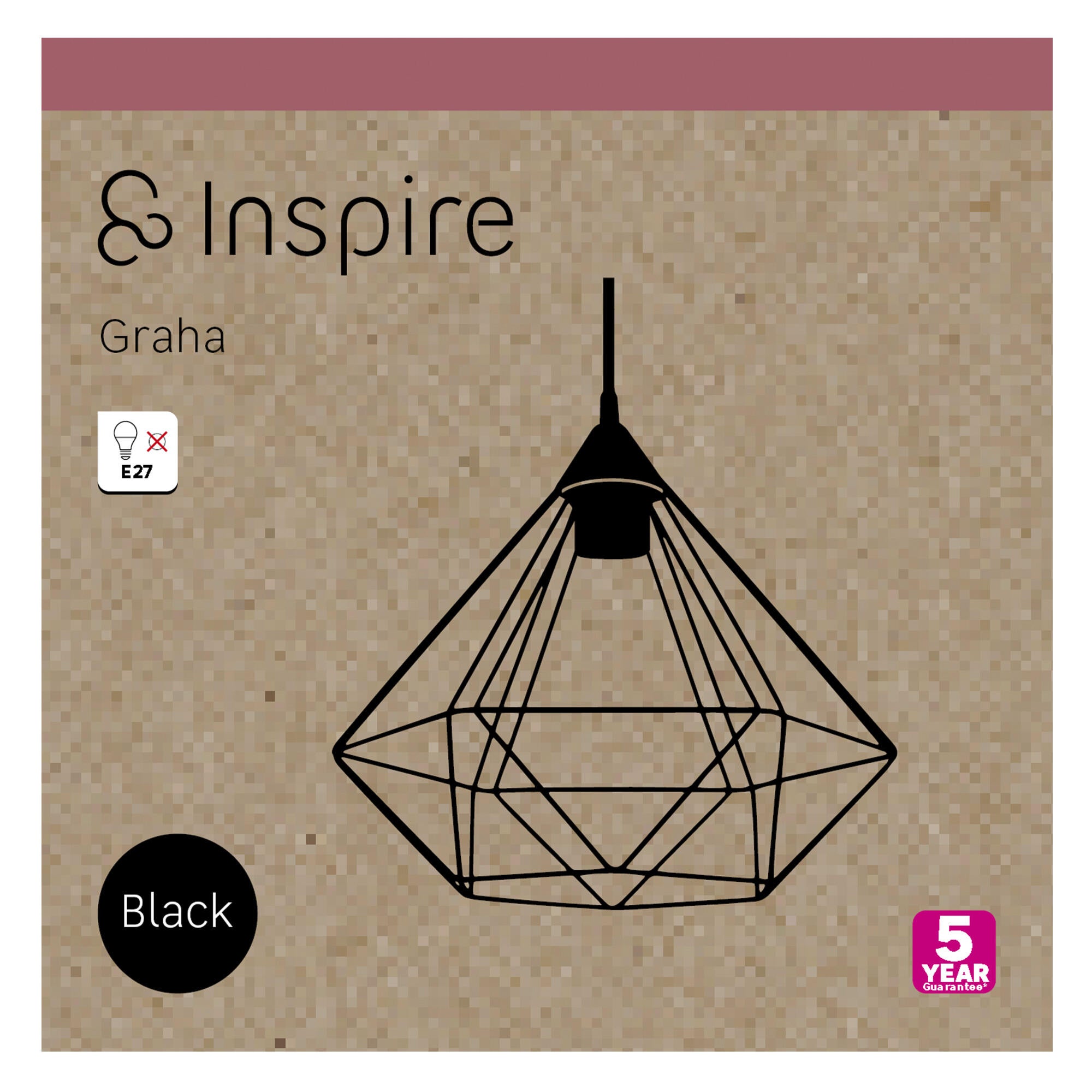Suspensão Graha D32.5cm E27 preto Inspire - 7