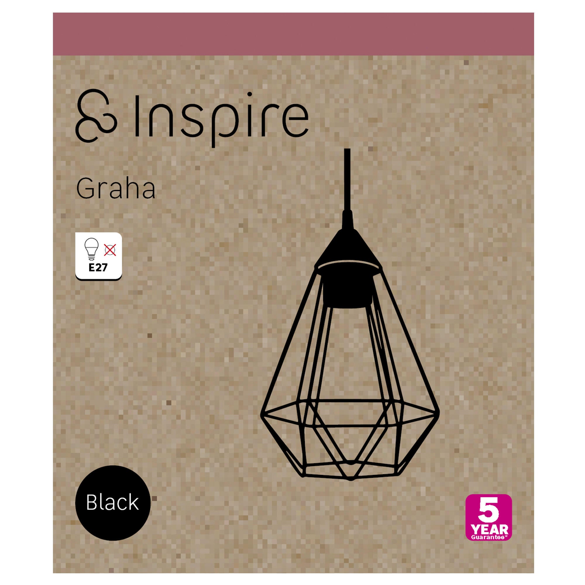 Suspensão Graha D17.5cm E27 preto Inspire - 7