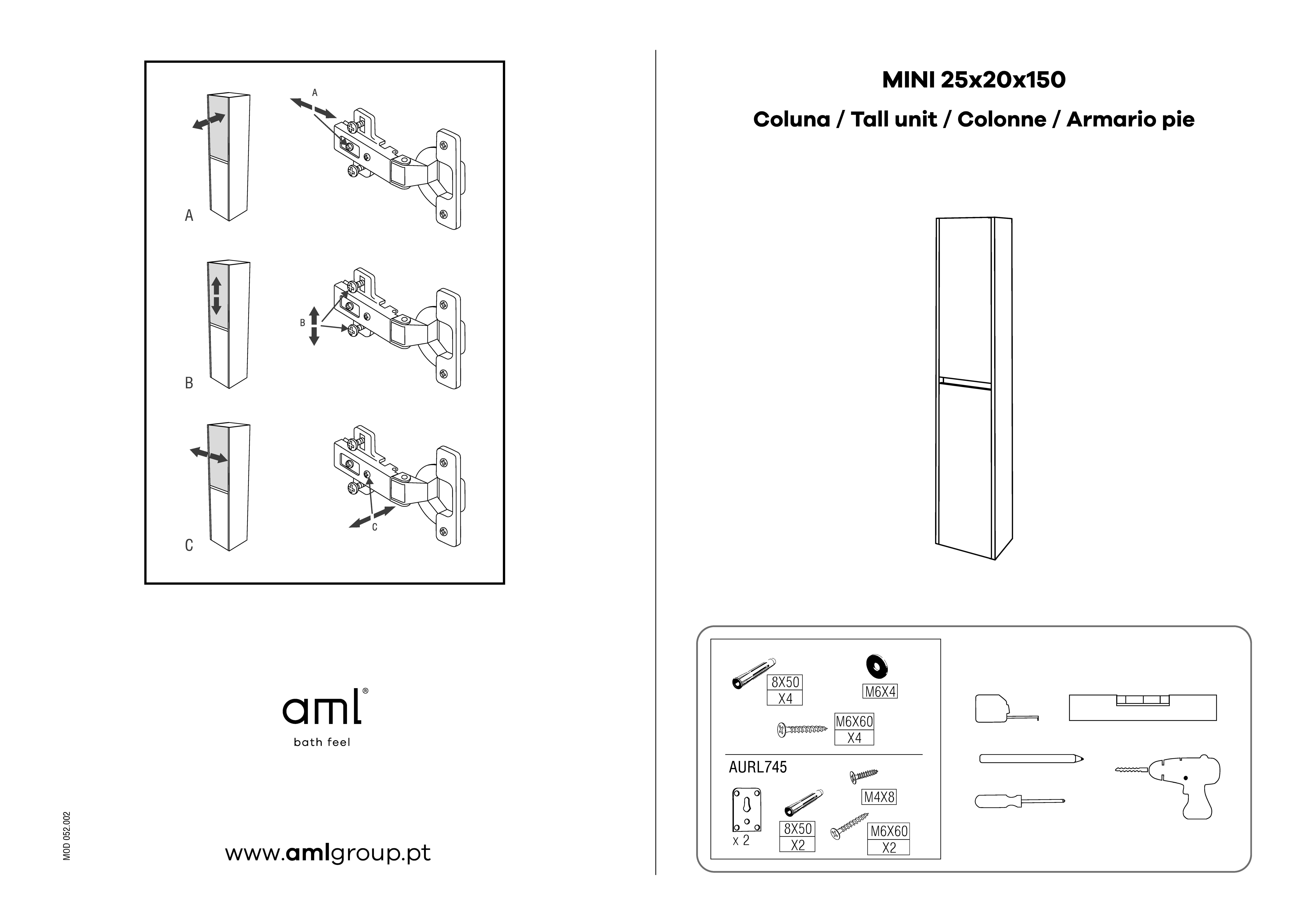 Móvel alto suspenso 25x20x150 cm branco Mini - 6