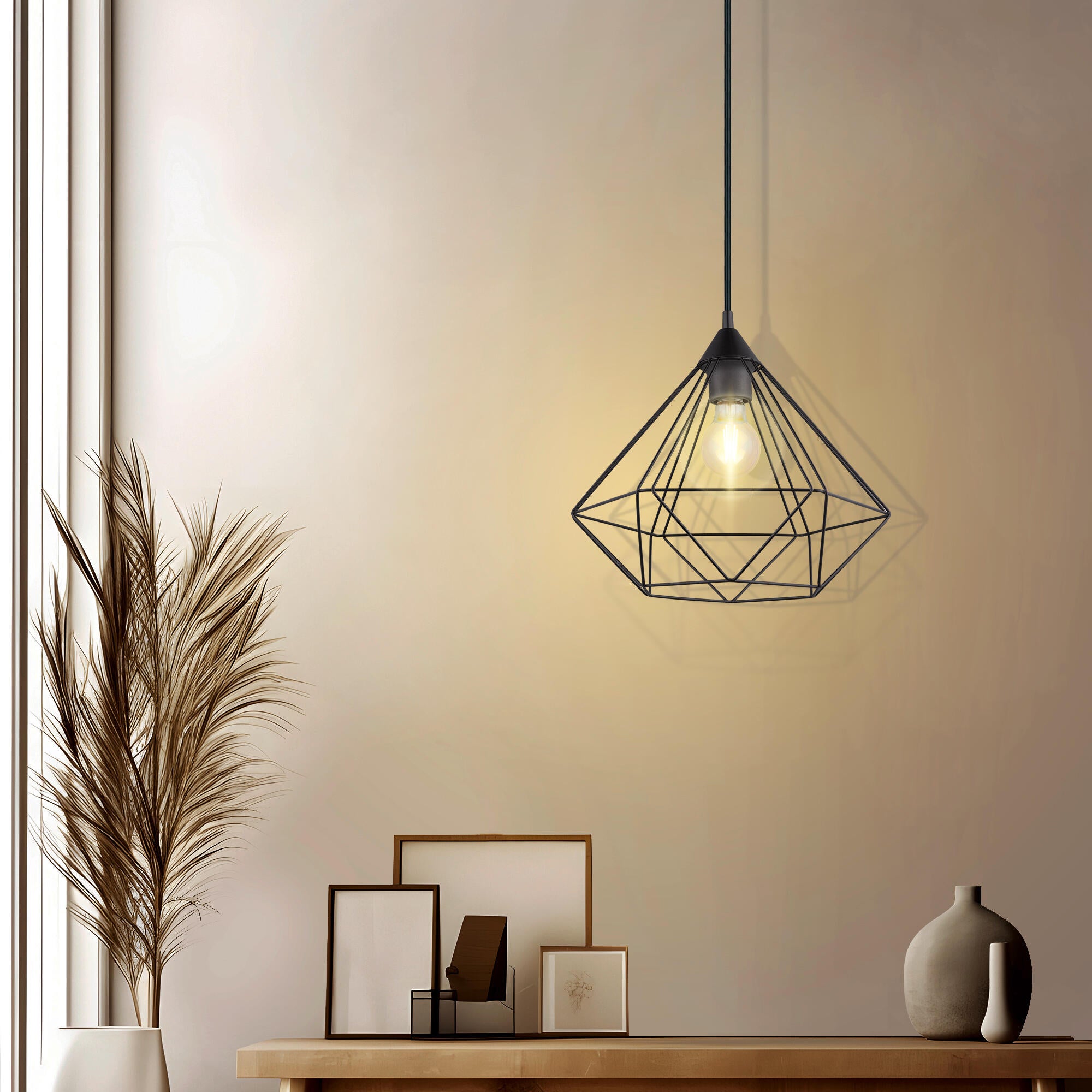 Lámpara de techo colgante de acero negra 32.5 cm Graha INSPIRE 1 luz E27. Altura máxima 110 cm - 9