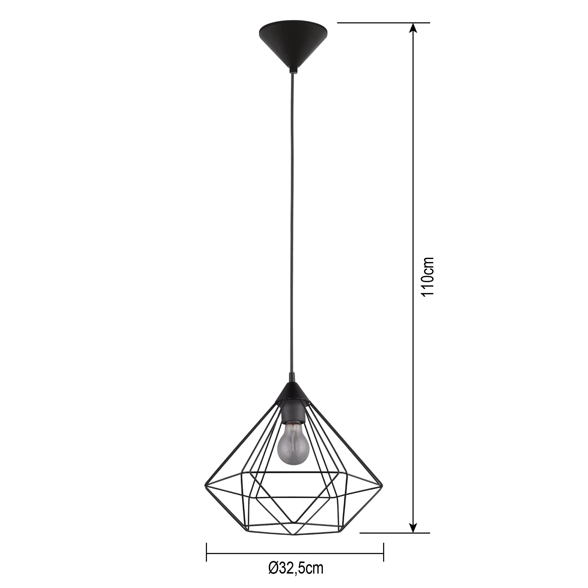 Suspensão Graha D32.5cm E27 preto Inspire - 5