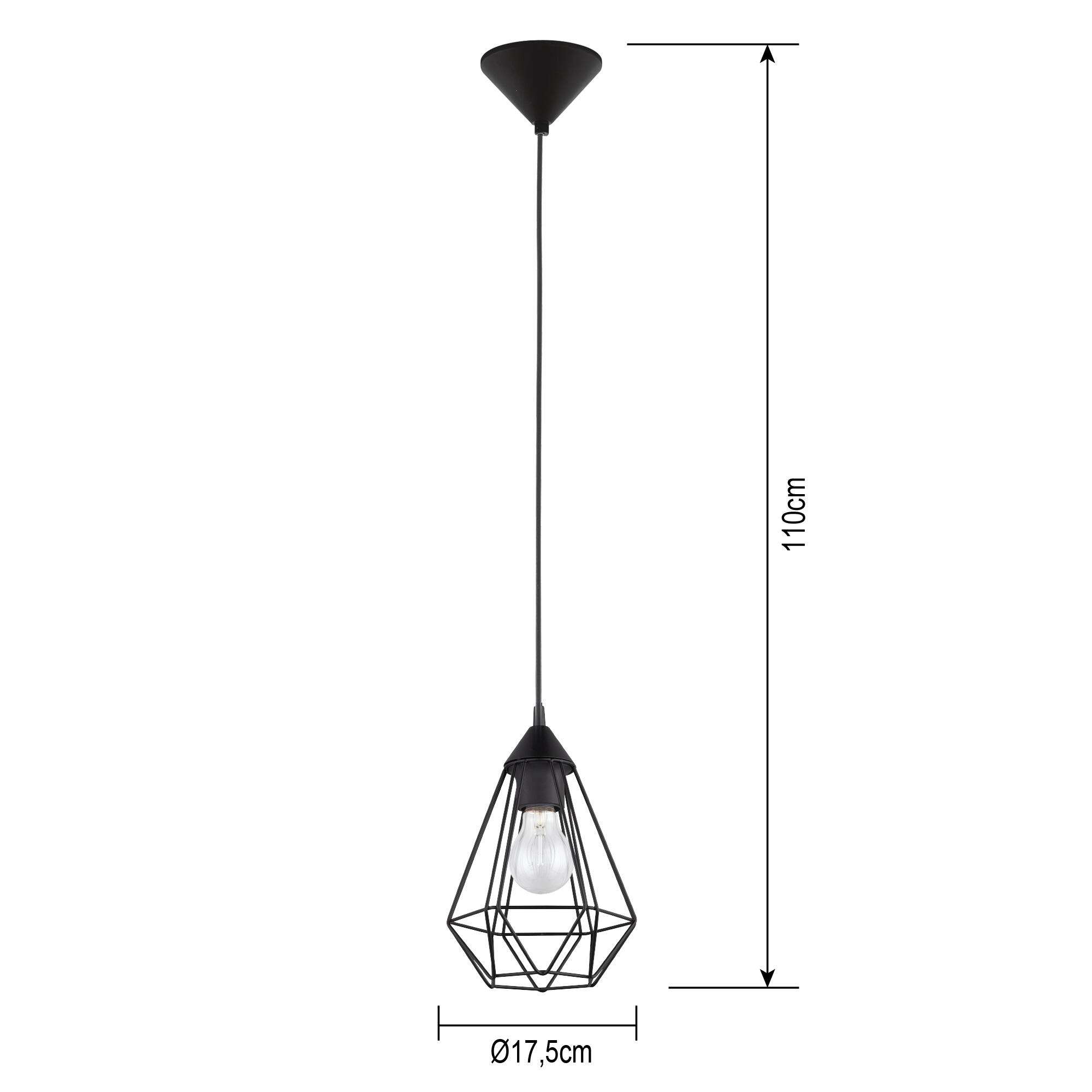 Suspensão Graha D17.5cm E27 preto Inspire - 5