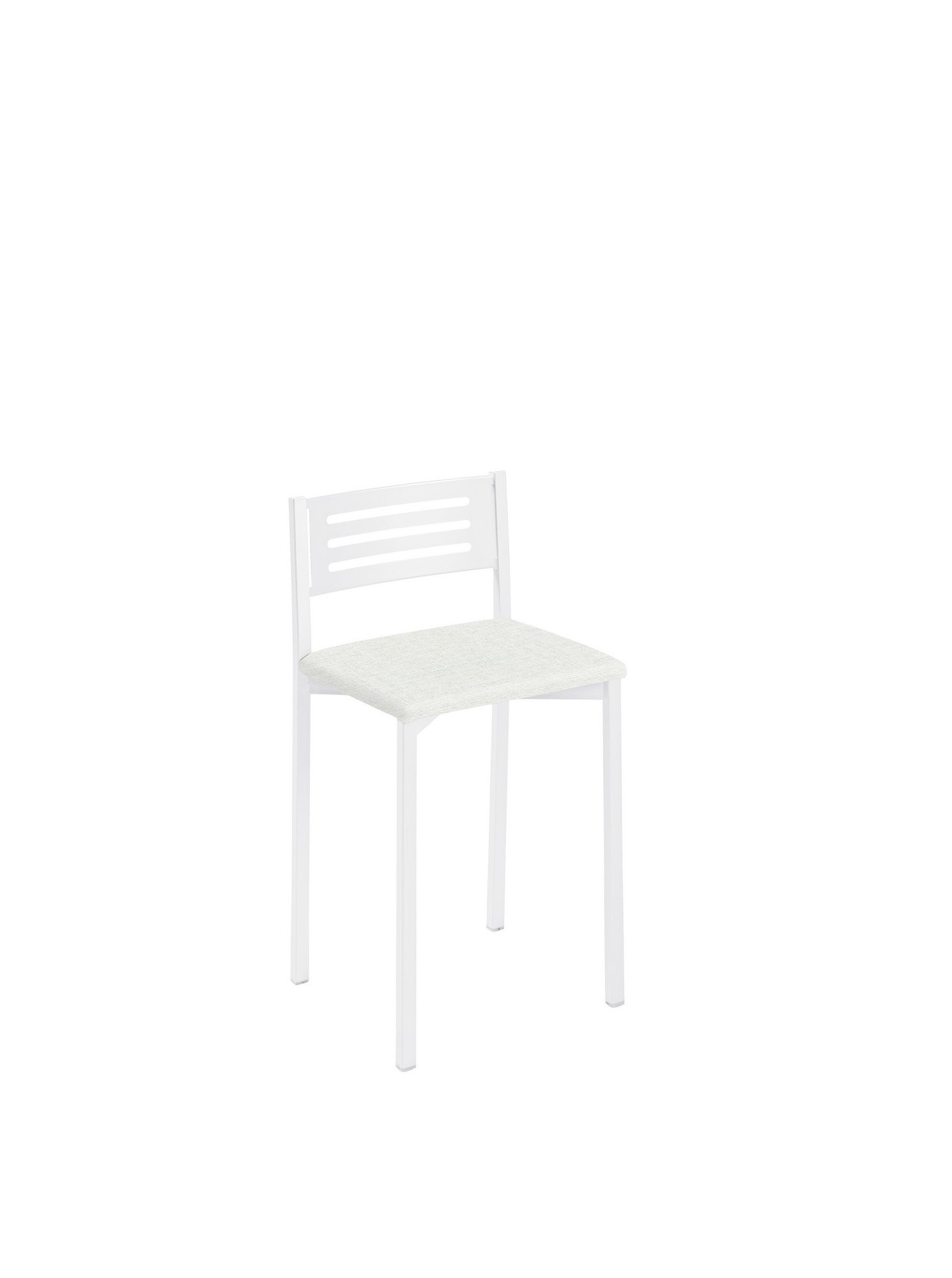 Taburete bajo de cocina con respaldo kelsa armazón blanco asiento michigan nieve