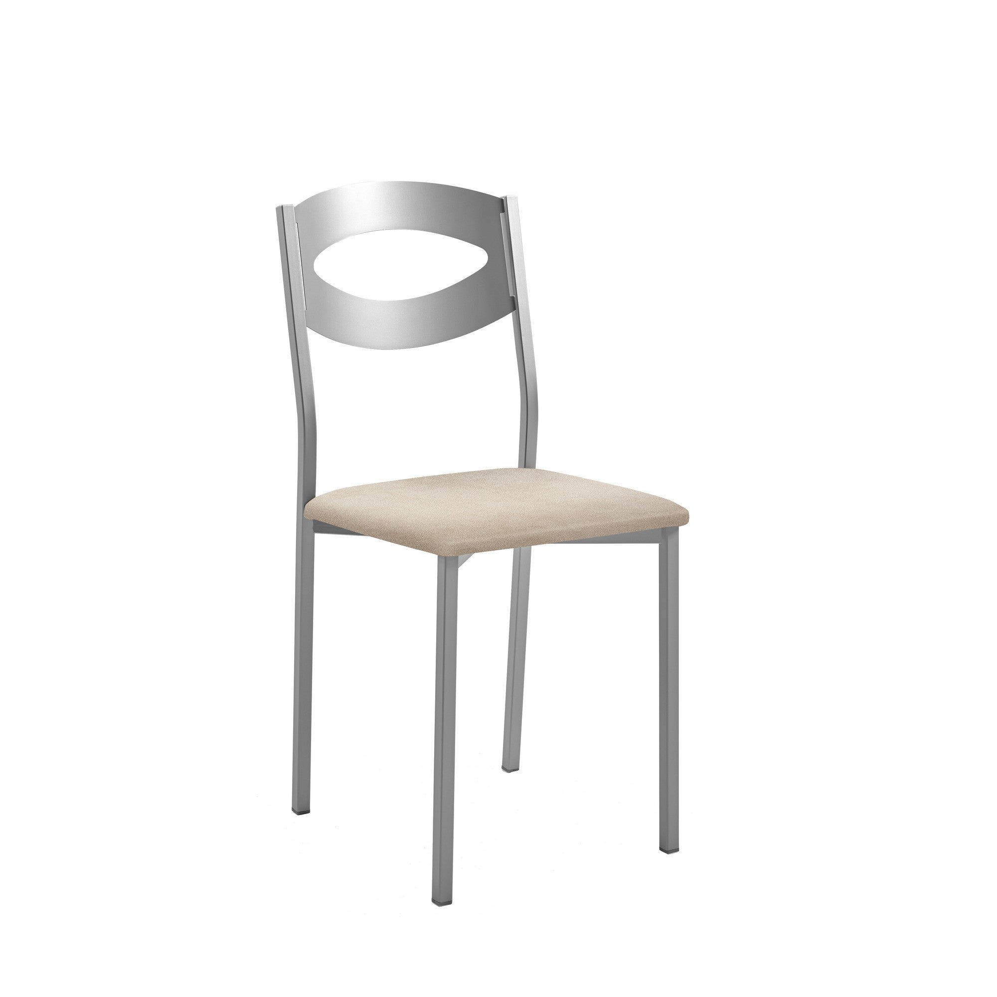 Silla de cocina oca de metal gris, beige 38x89x40cm