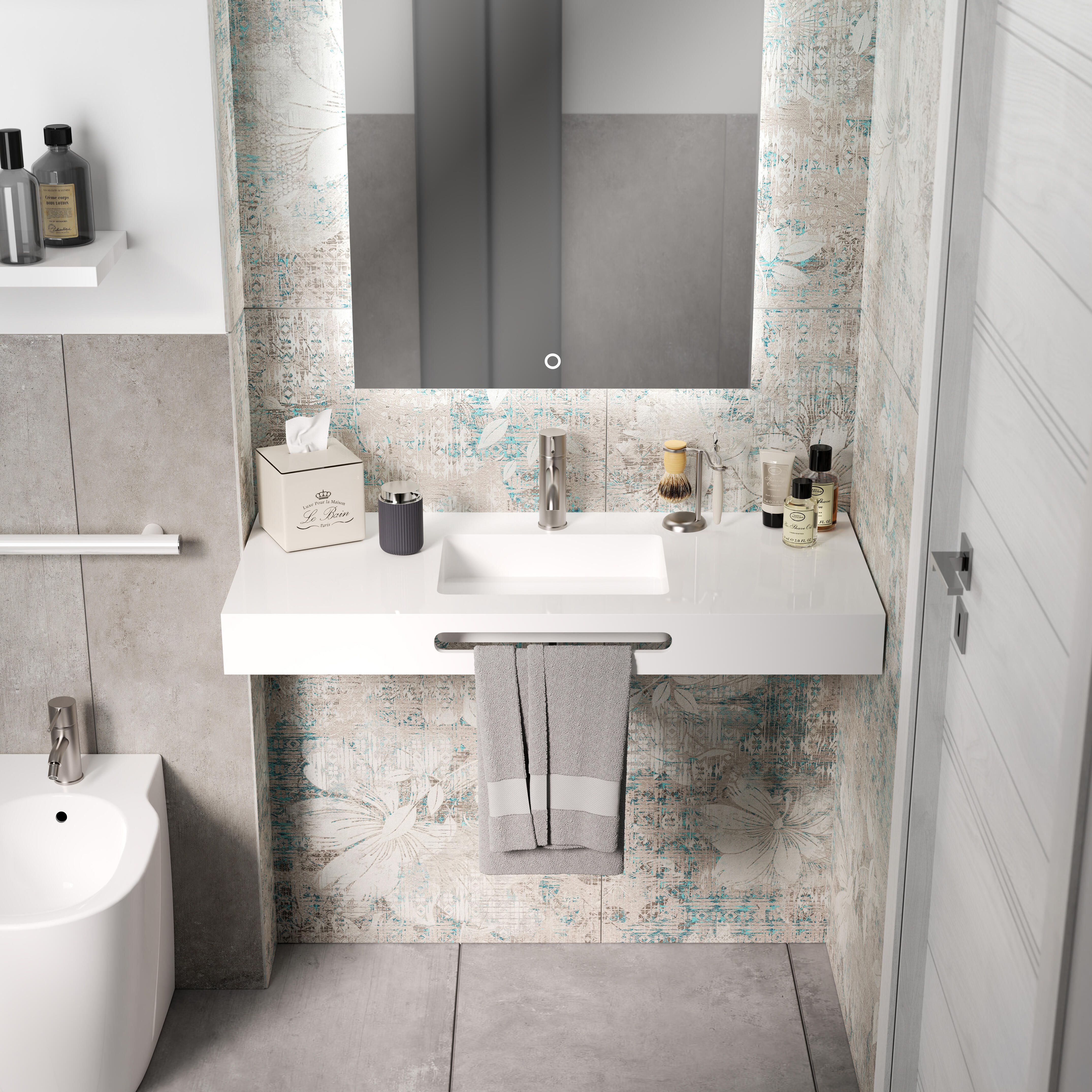 Rubinetto per lavabo a canna bassa getto laminare cristallino TAYRONA nichel satinato HUBER H 16.4 cm - 7