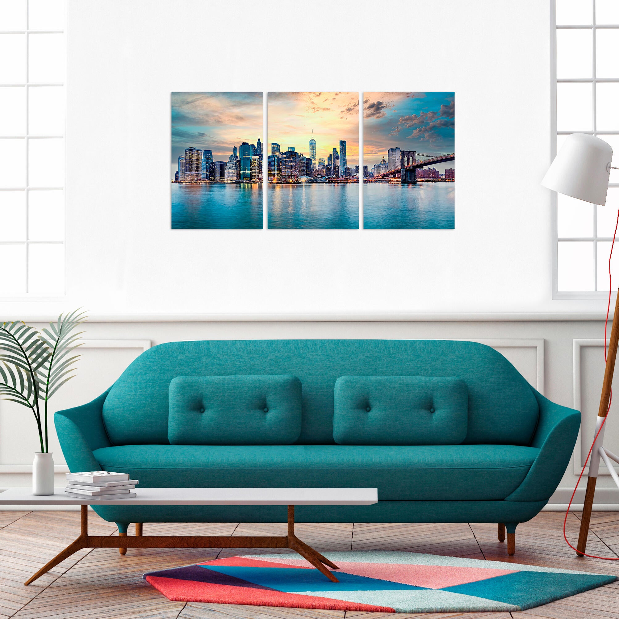 Set de 3 canvas tríptico skyline 60x120 cm