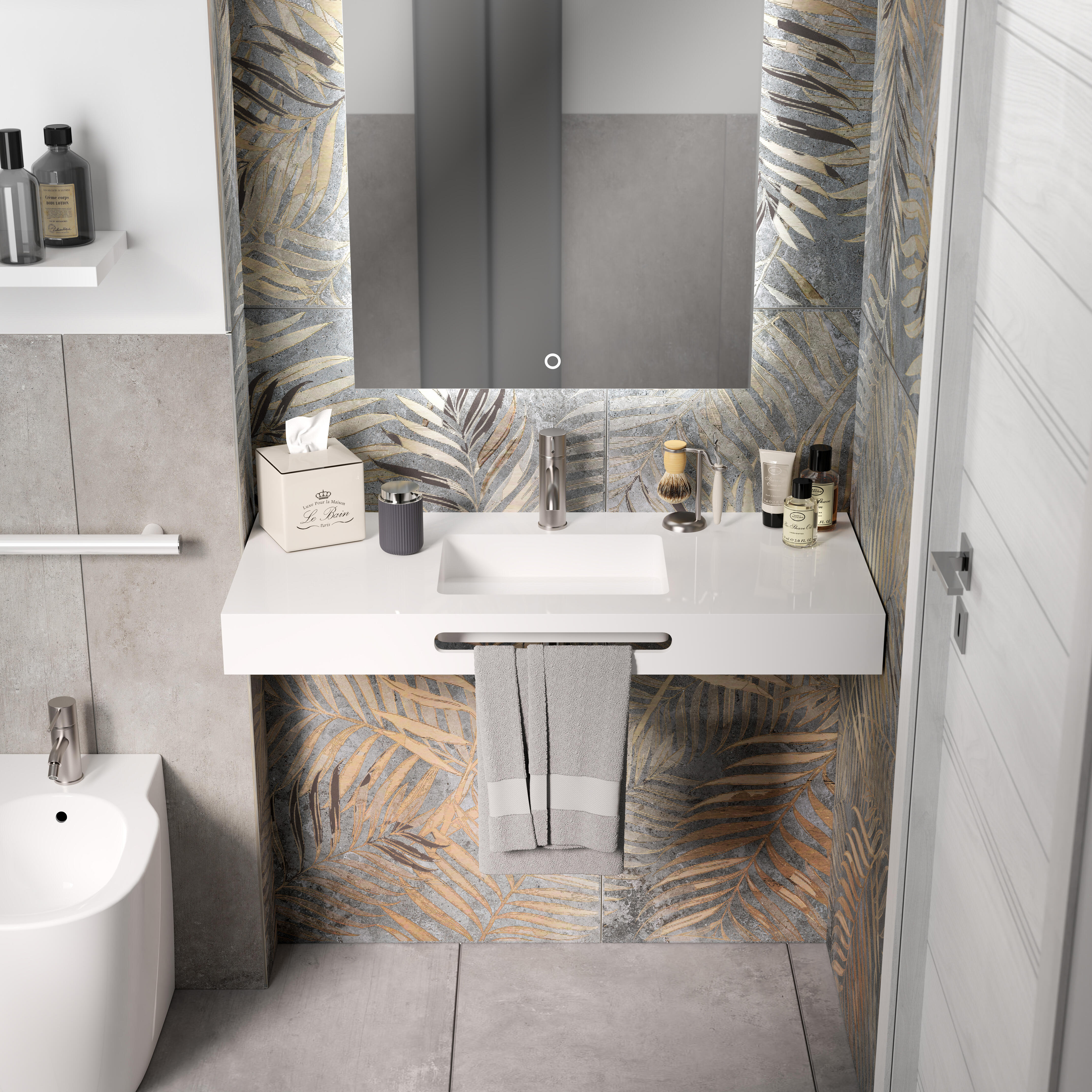 Piastrella da pavimento e rivestimento interno in gres porcellanato 60 x 120 cm rettificato smaltato oro e nero opaco Felce R9 traffico medio (pei 2/5) Sp. 9.5 mm 1.44 mq - 2