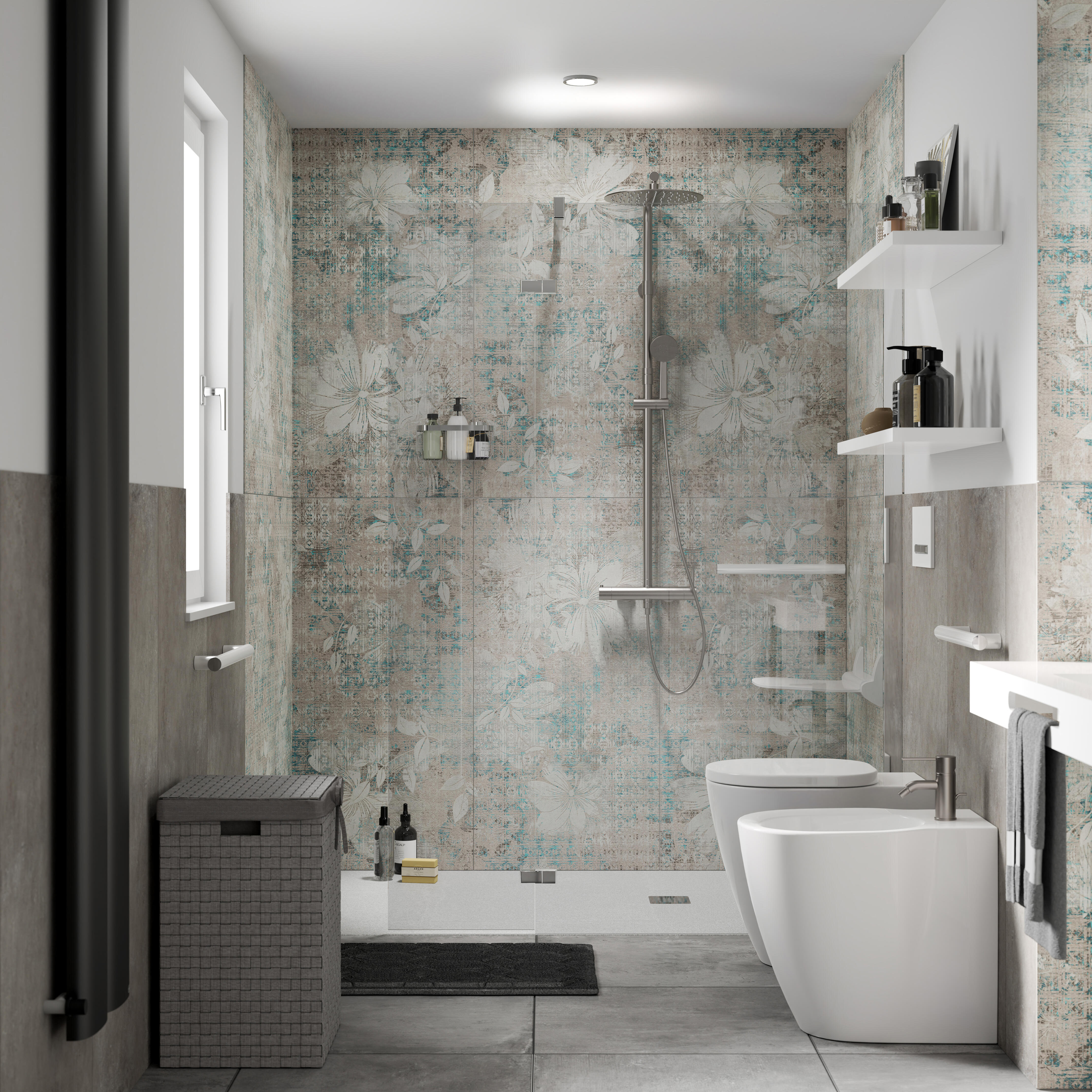Mampara de ducha fija transparente neo perfil cromo (118-119.5)x200 cm 8mm