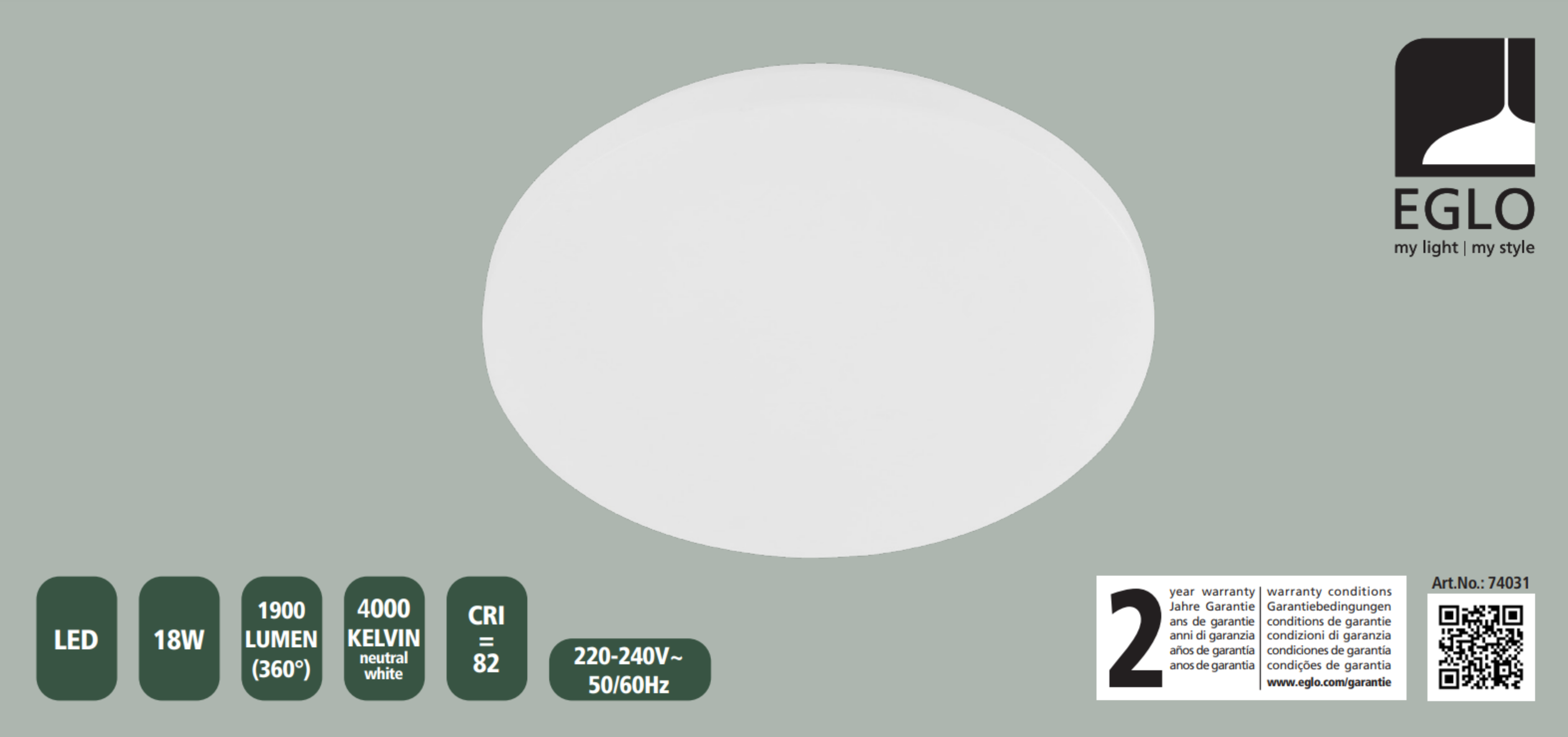 Candeeiro de parede LEDPOGLIOLA  D310cm 4000K 1luz branco - 4