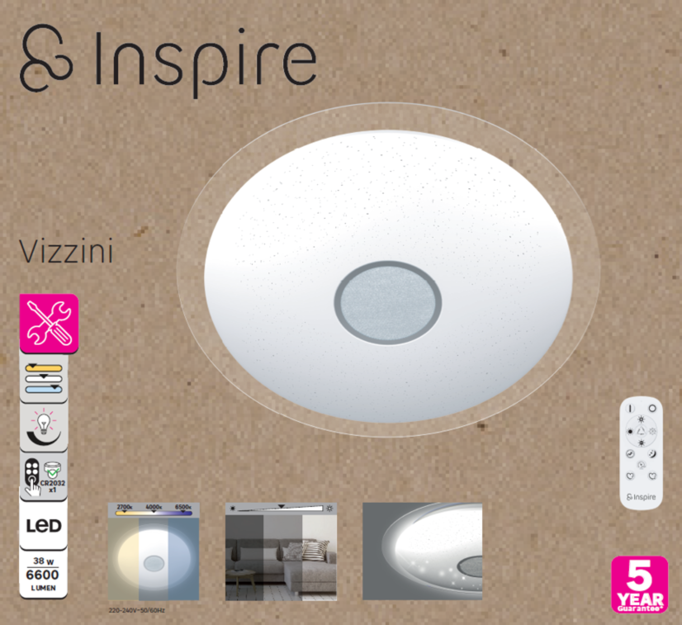 Candeeiro de teto INSPIRE VIZZINI STAR 6600lm ferro - 10